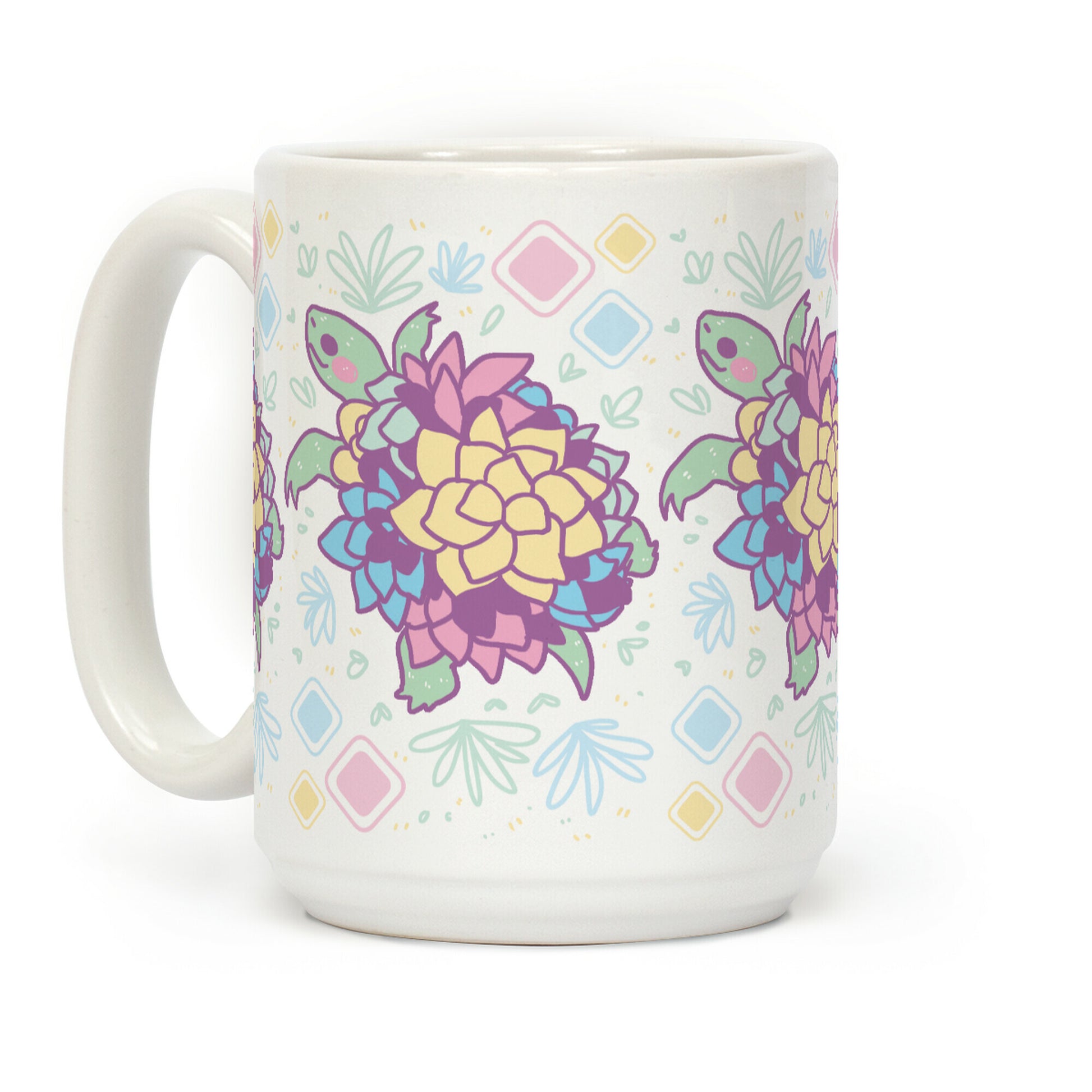 Pastel Succulent Turtle Coffee Mug
