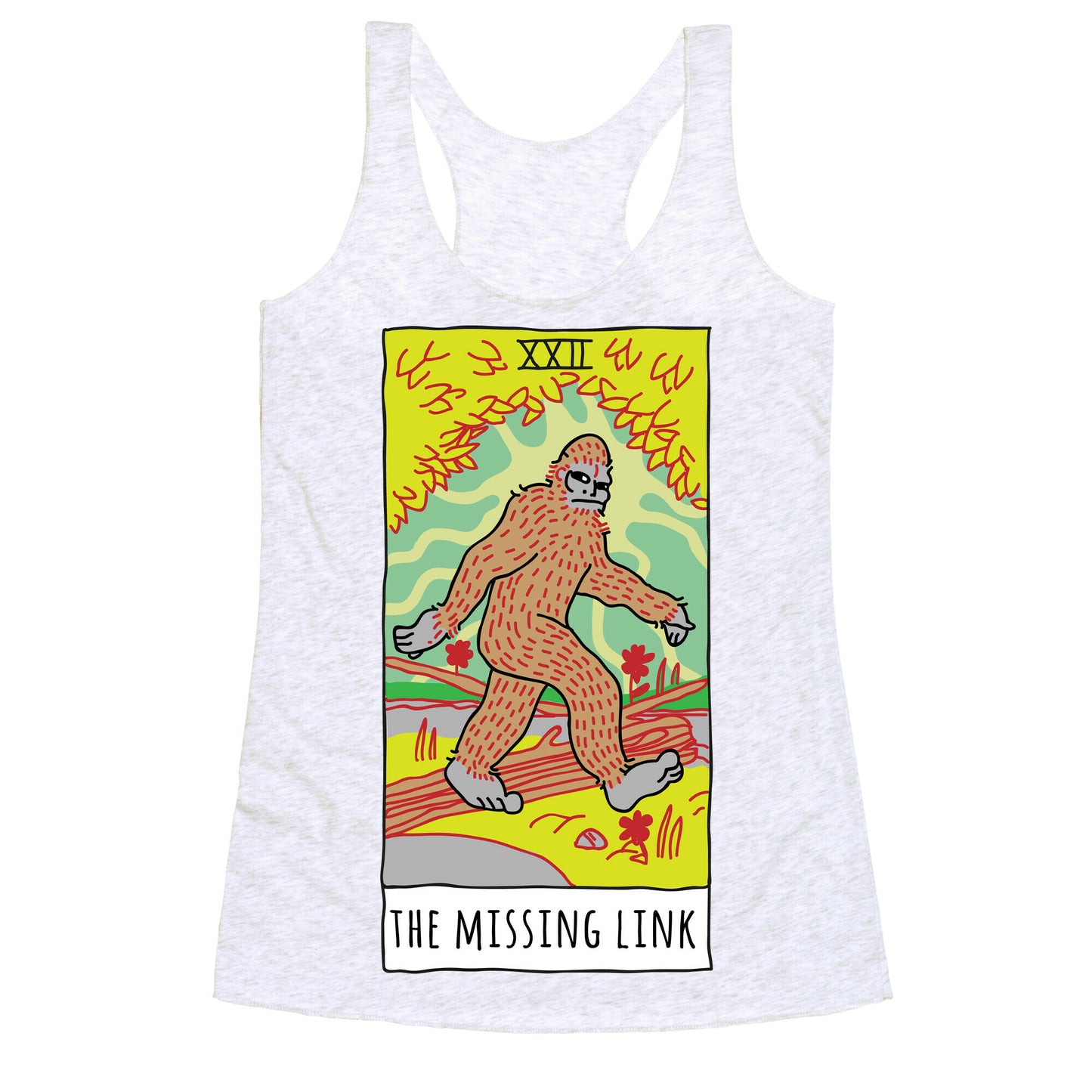The Missing Link Bigfoot Tarot Racerback Tank