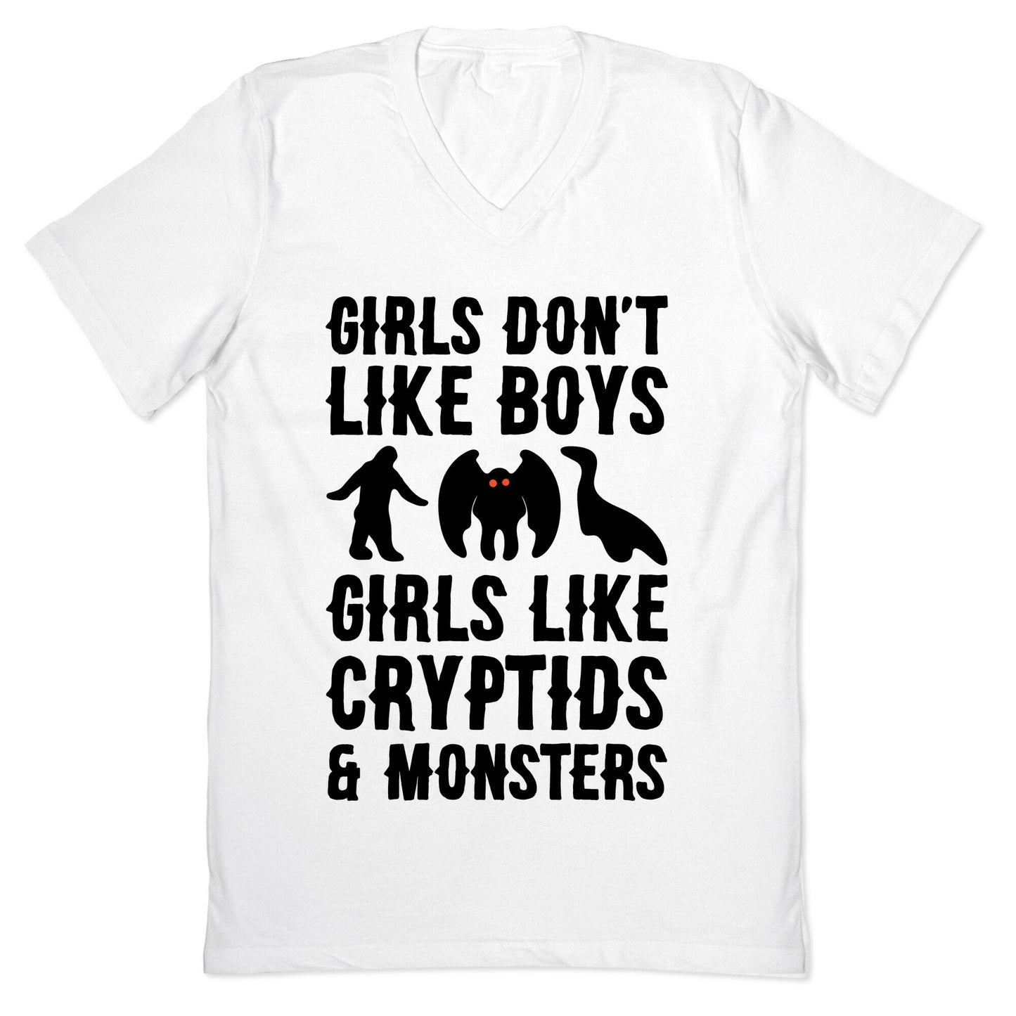 Girls Don't Like Boys Girls Like Cryptids and Monsters Parody V-Neck