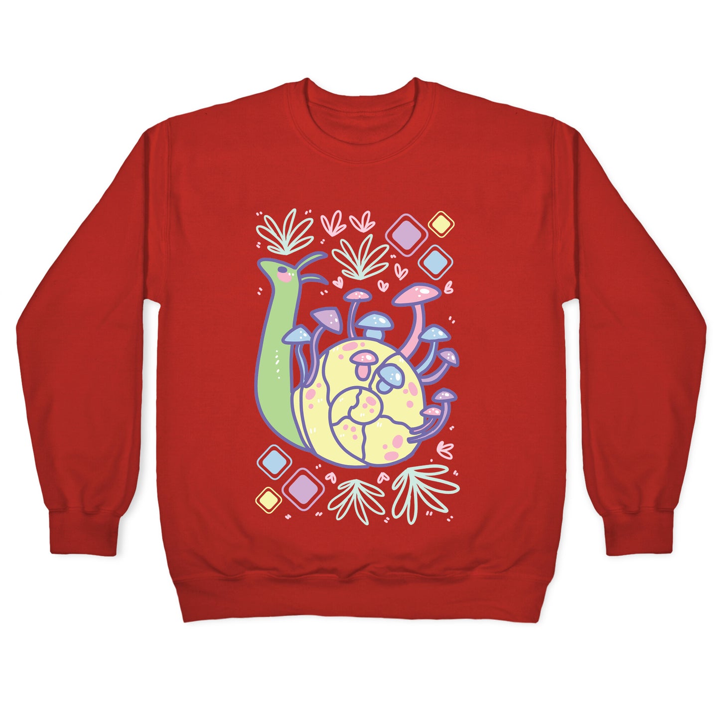 Pastel Mushroom Snail Crewneck Sweatshirt