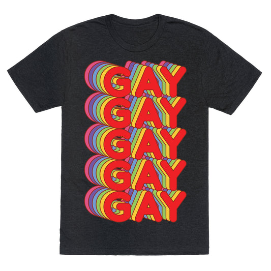Gay Retro Rainbow Unisex Triblend Tee