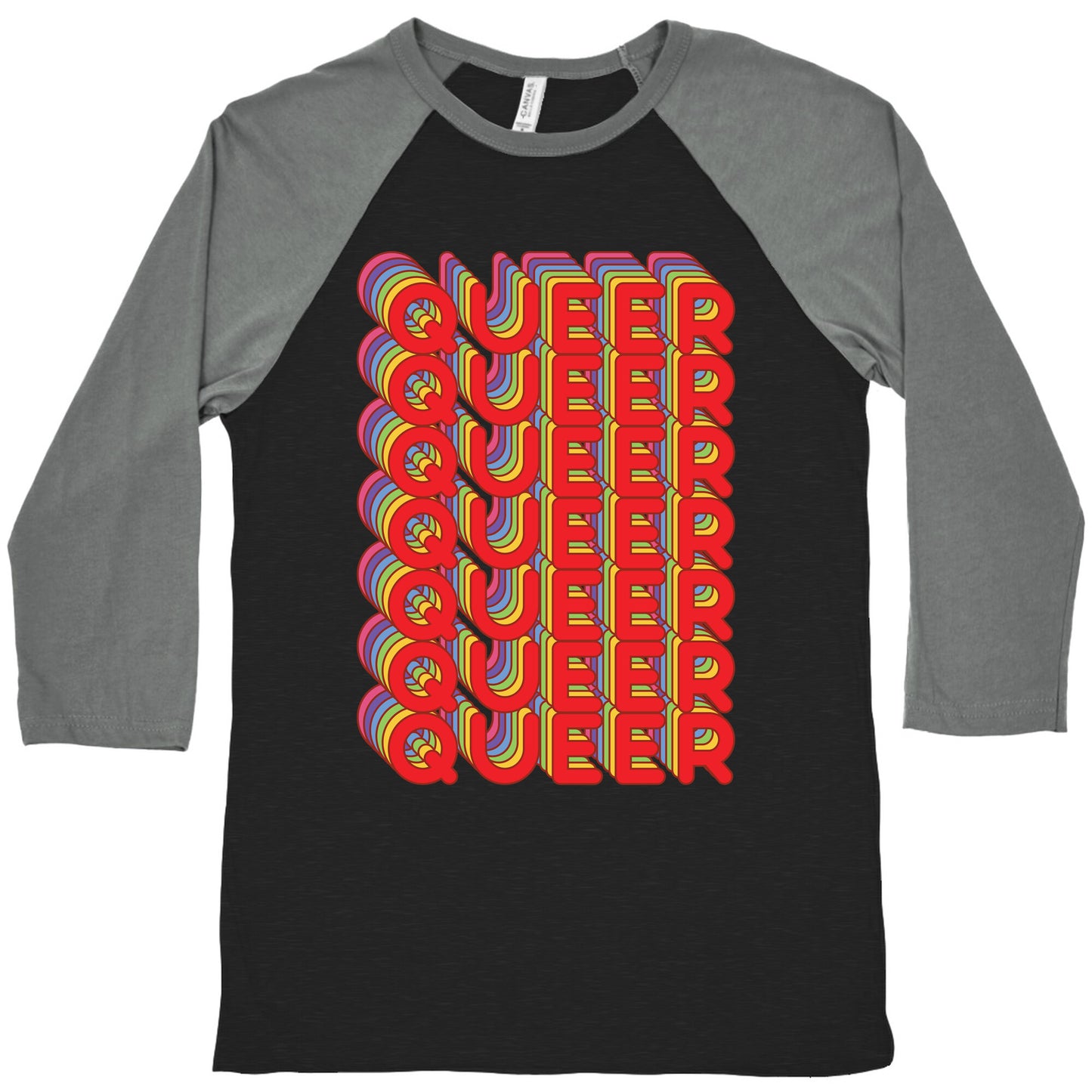 Queer Retro Rainbow Baseball Tee