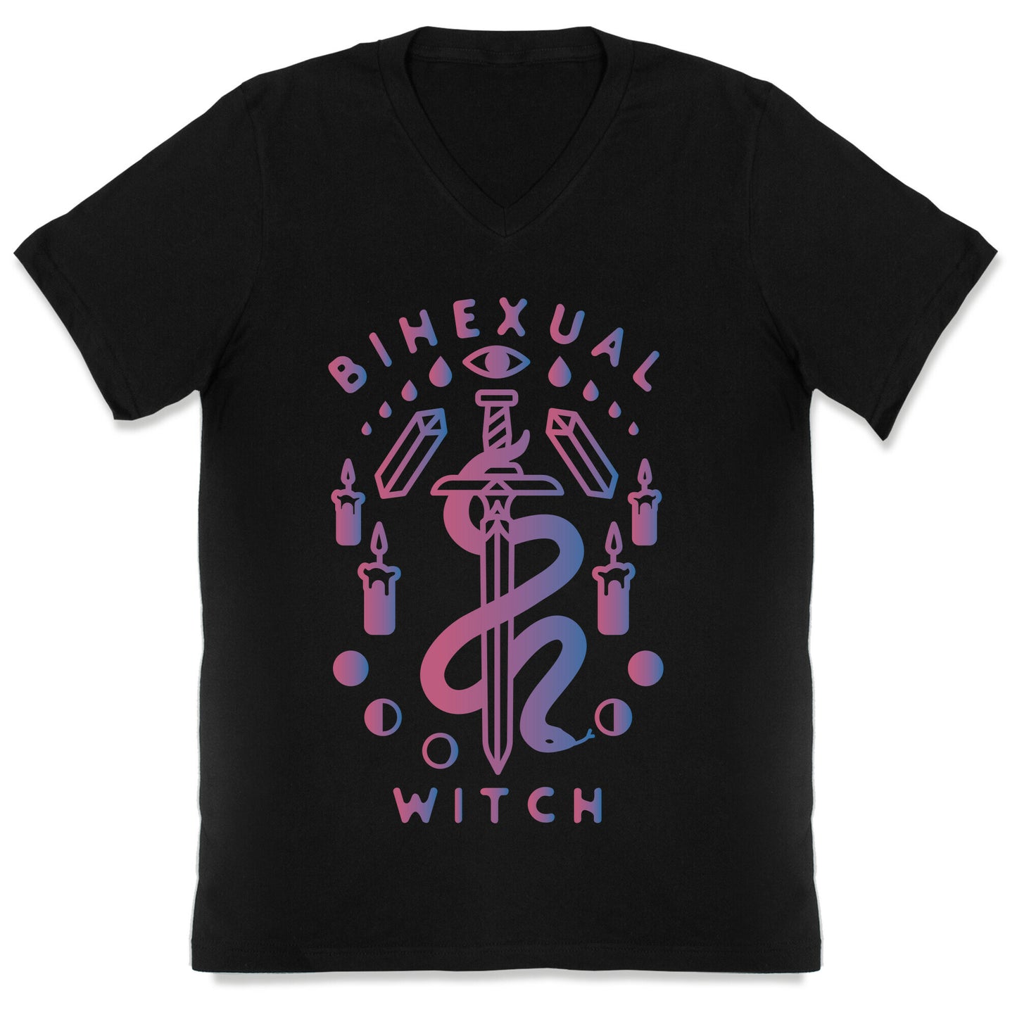 Bihexual Witch Bisexual Pride Colors V-Neck