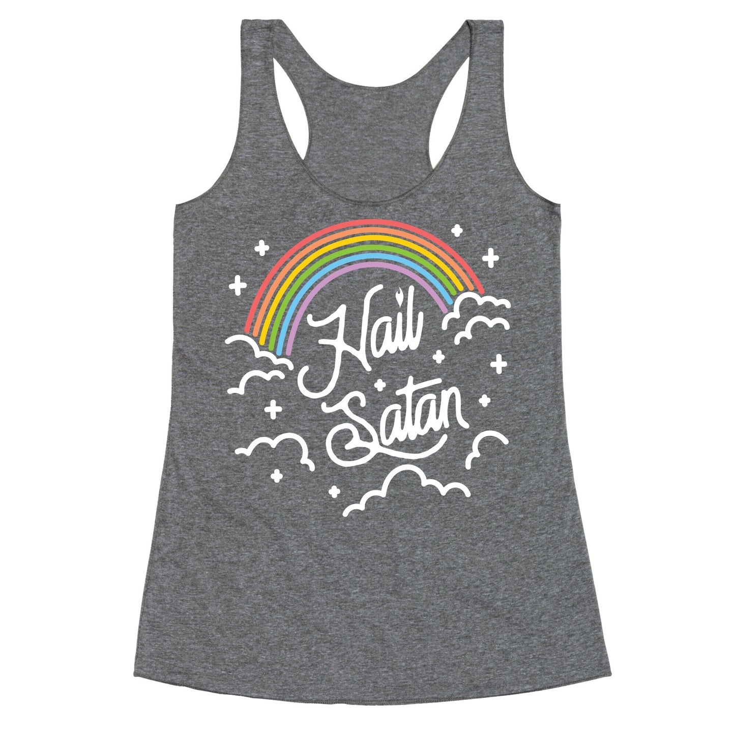 Hail Satan Rainbow Racerback Tank