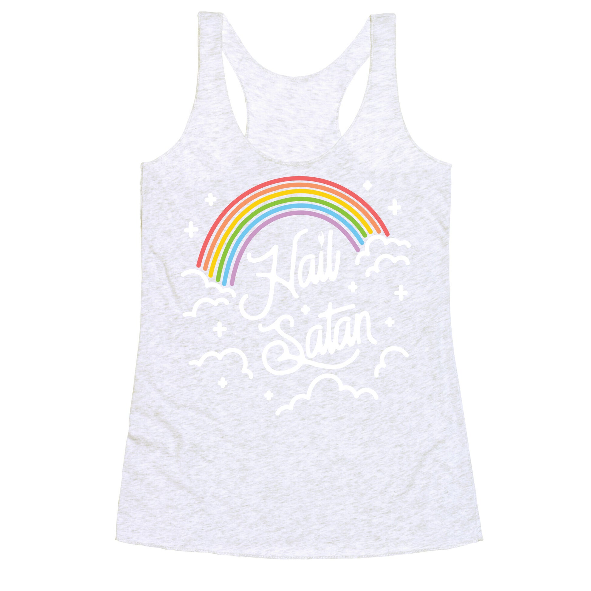 Hail Satan Rainbow Racerback Tank
