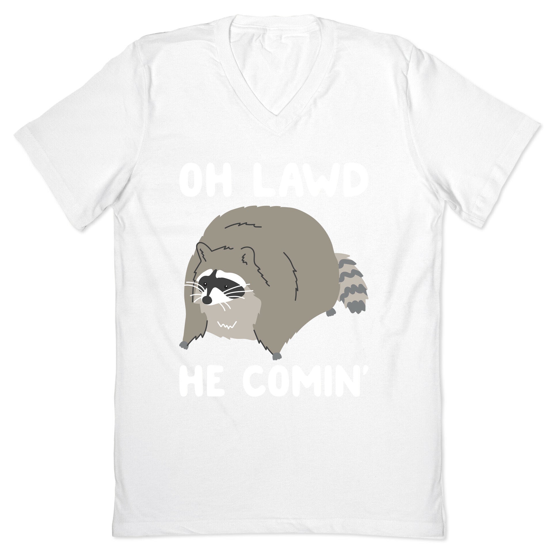 Oh Lawd He Comin' Raccoon V-Neck