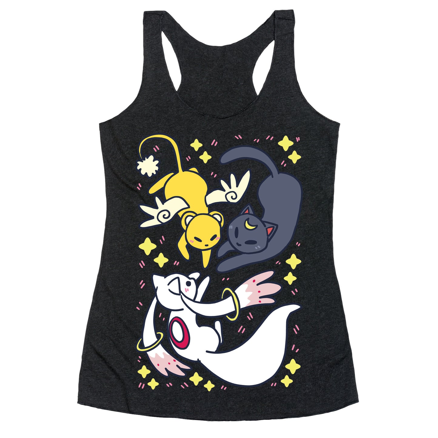 Magical Mascots - Luna, Kero and Kyubey Racerback Tank