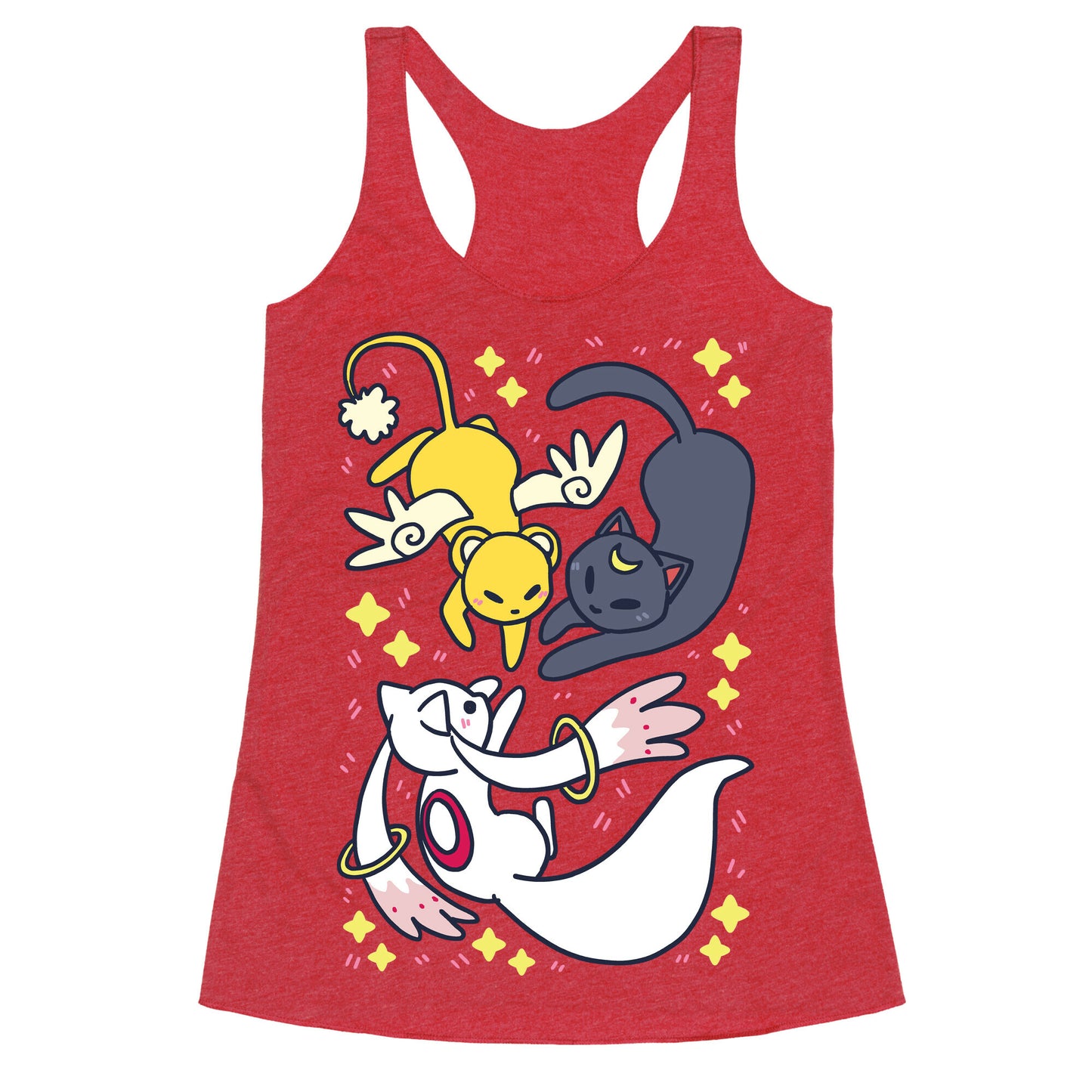 Magical Mascots - Luna, Kero and Kyubey Racerback Tank