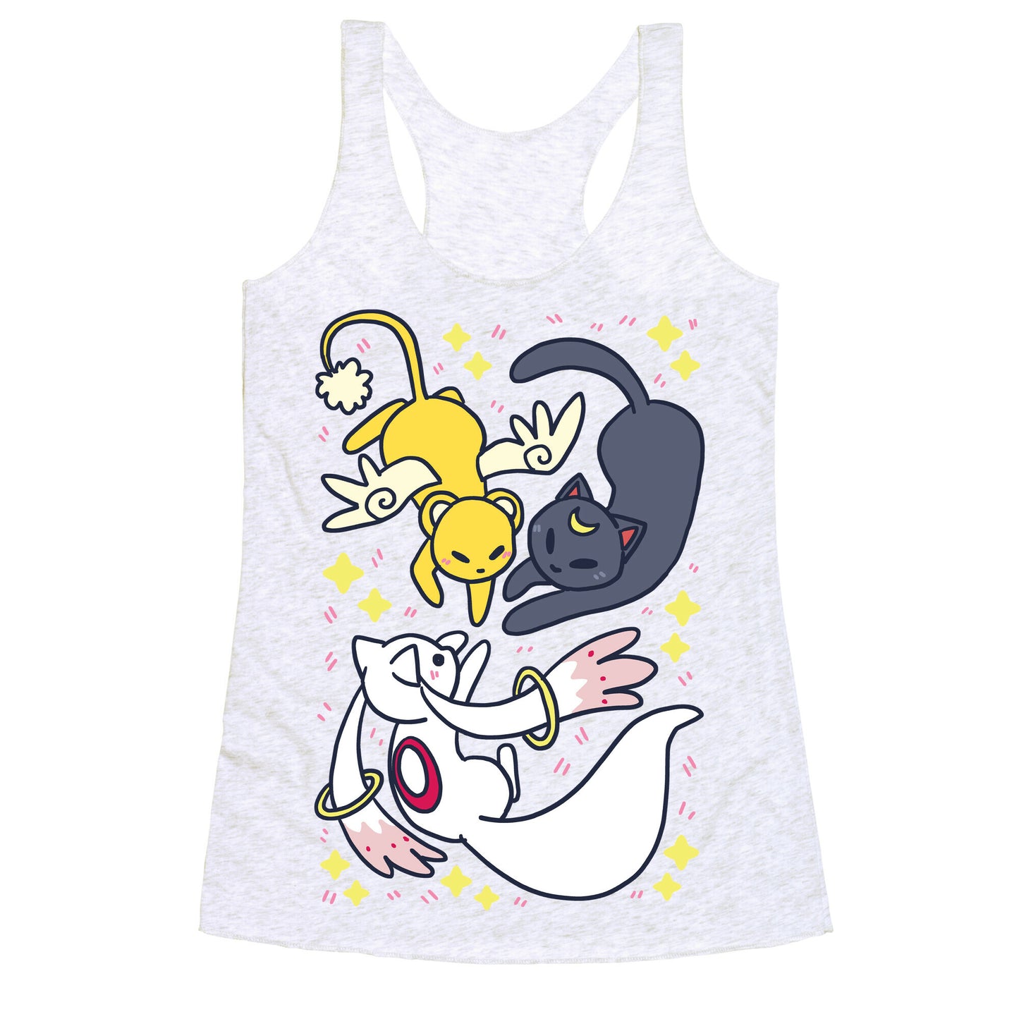 Magical Mascots - Luna, Kero and Kyubey Racerback Tank
