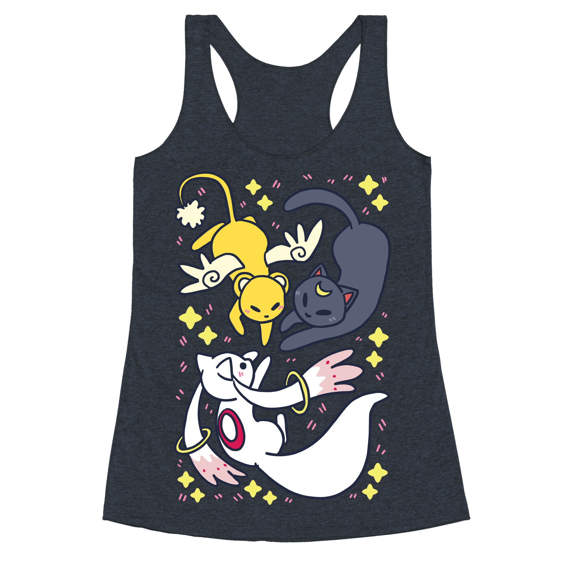 Magical Mascots - Luna, Kero and Kyubey Racerback Tank
