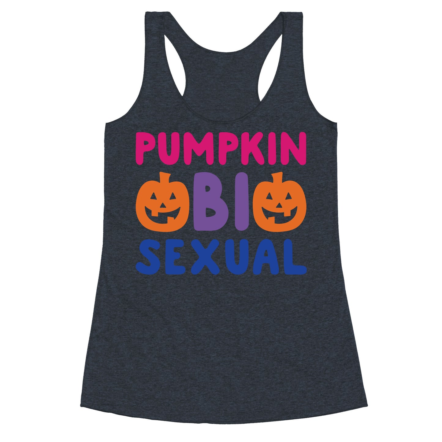 Pumpkin Bisexual White Print Racerback Tank