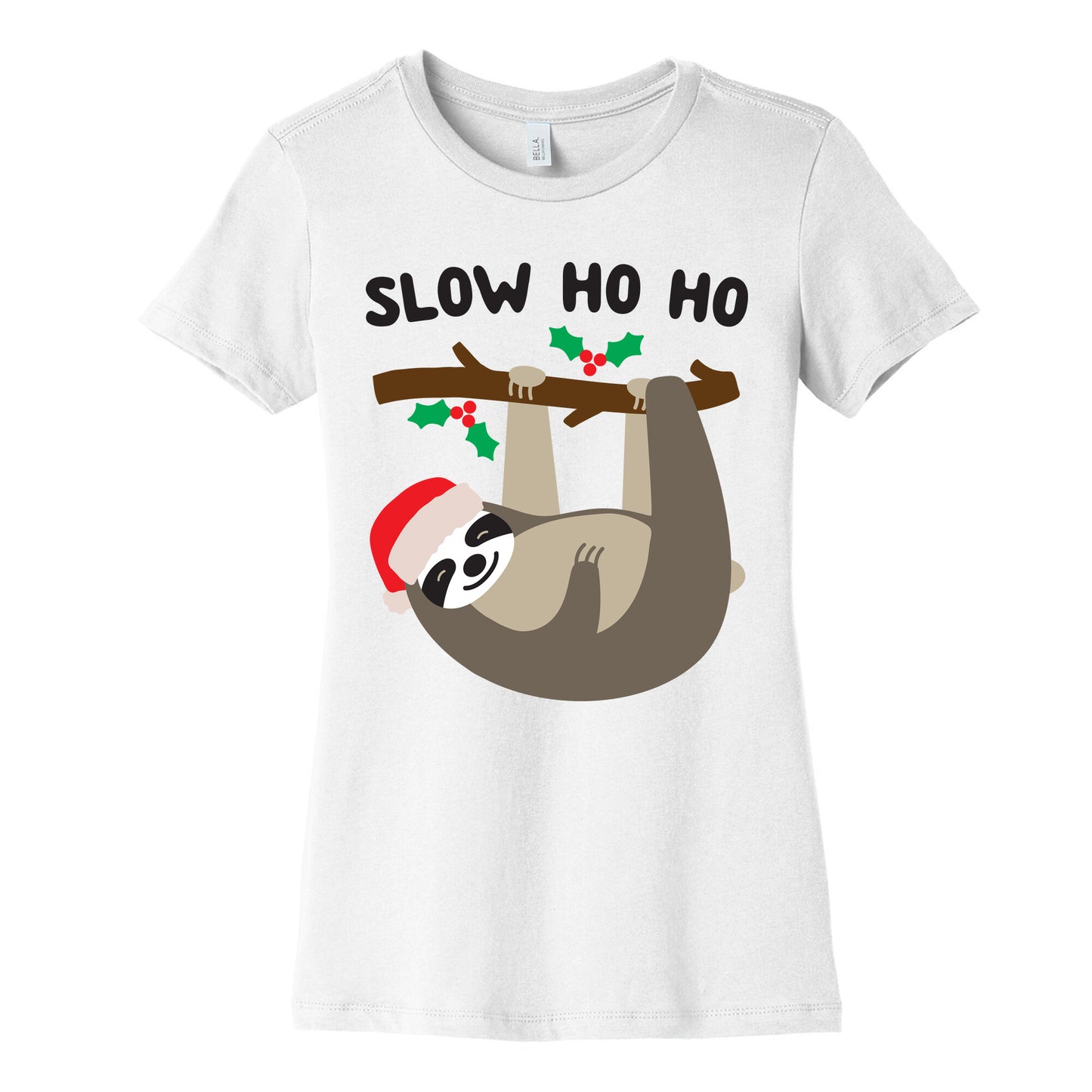Slow Ho Ho Santa Sloth Women's Cotton Tee