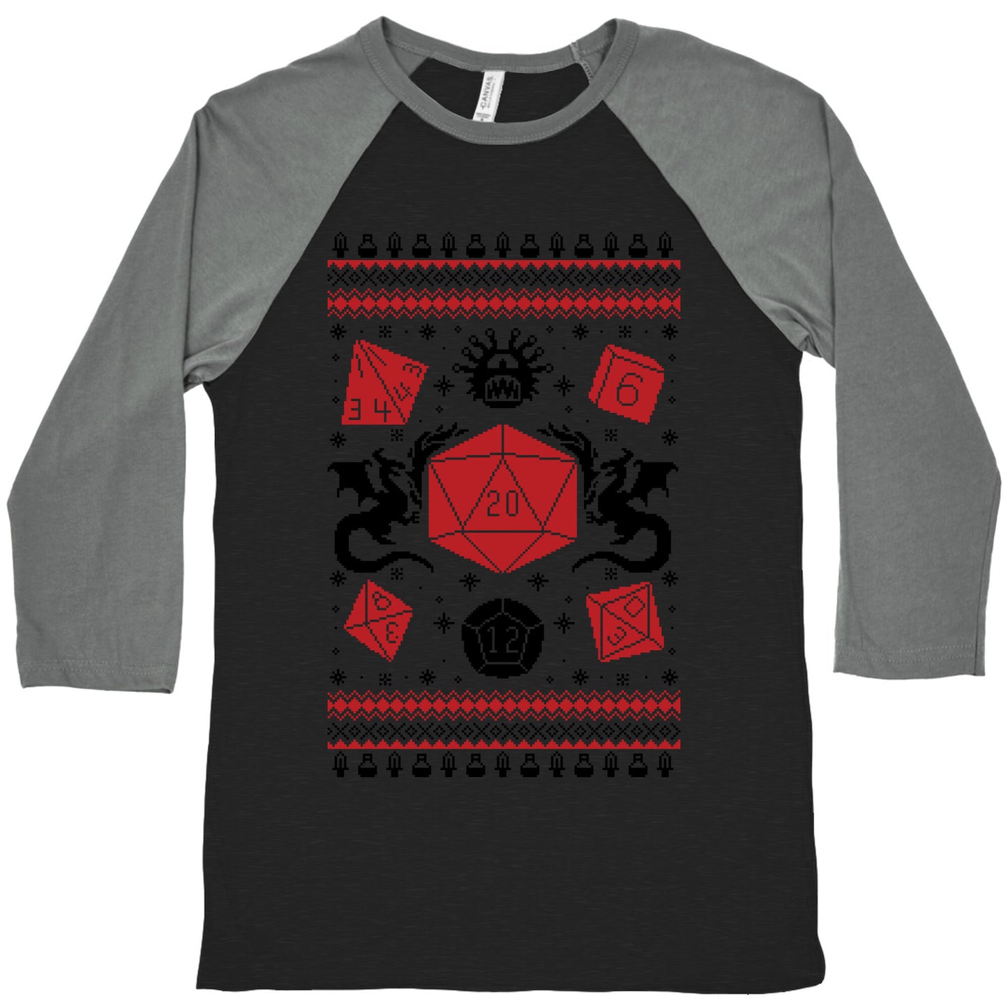 D&D Ugly Sweater Baseball Tee