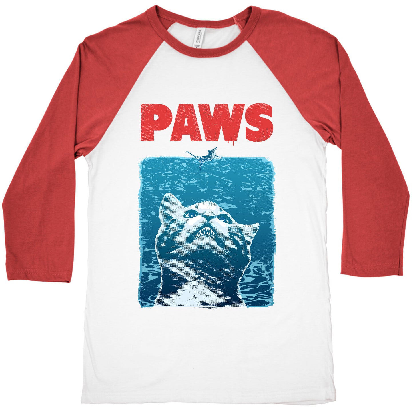 PAWS (Jaws Parody) Baseball Tee