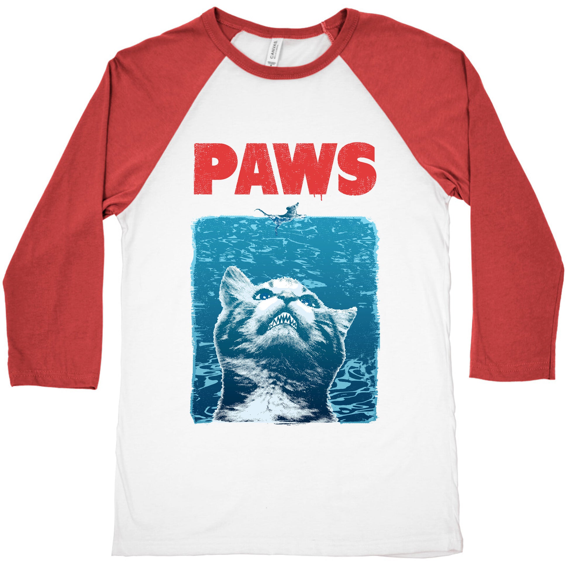PAWS (Jaws Parody) Baseball Tee