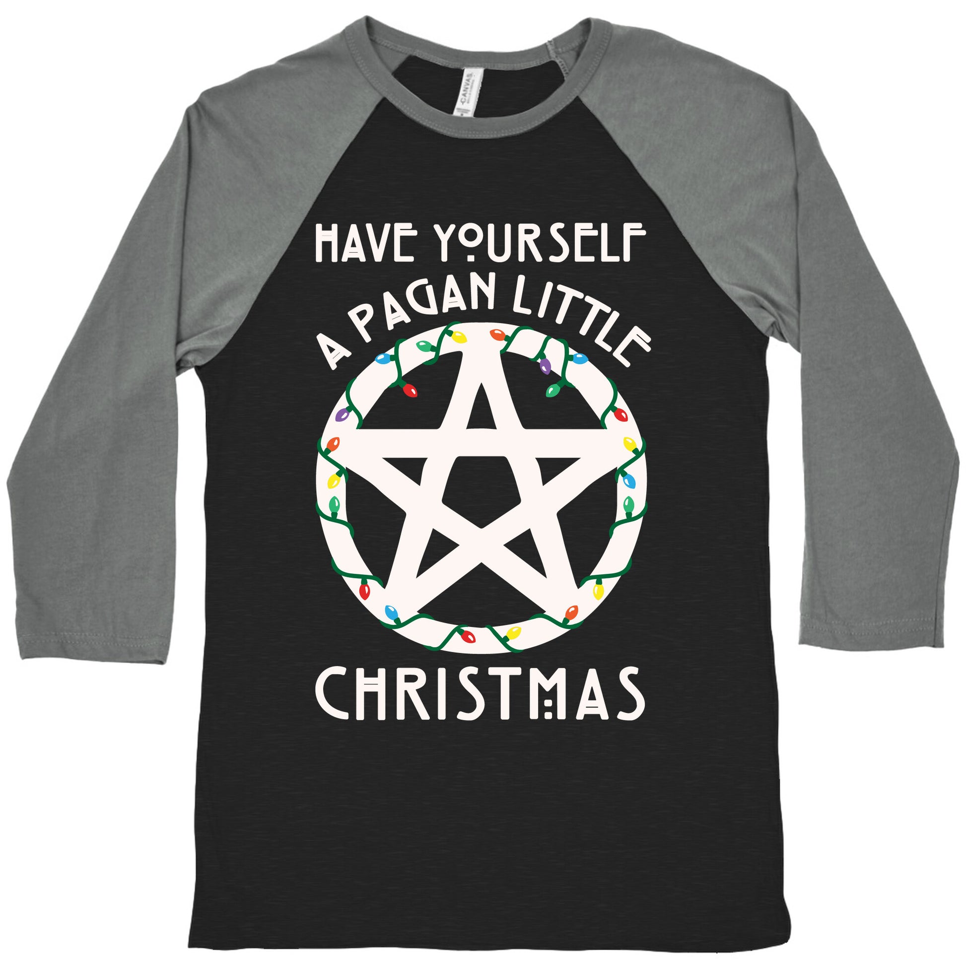 Have Yourself A Pagan Little Christmas Parody White Print Baseball Tee