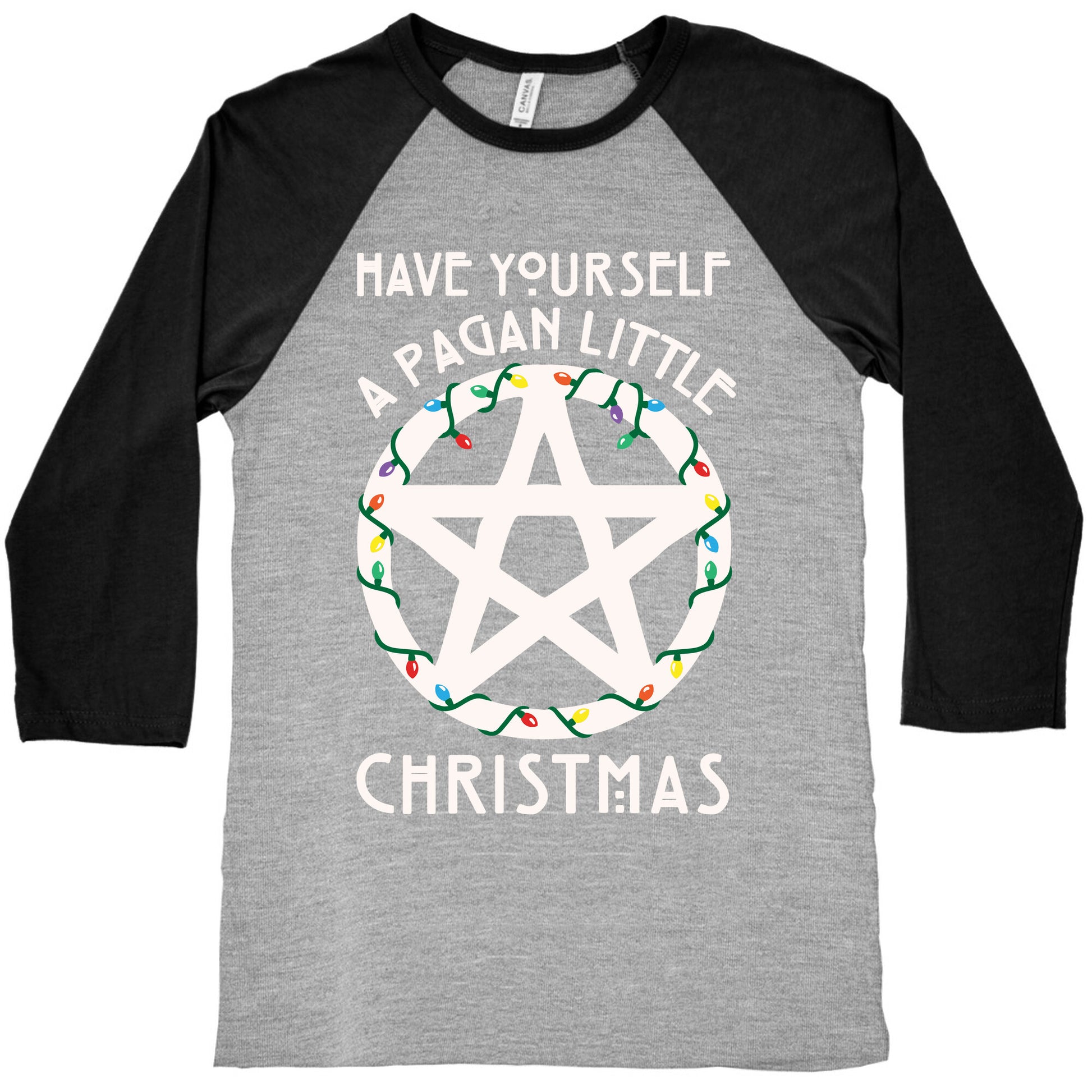 Have Yourself A Pagan Little Christmas Parody White Print Baseball Tee