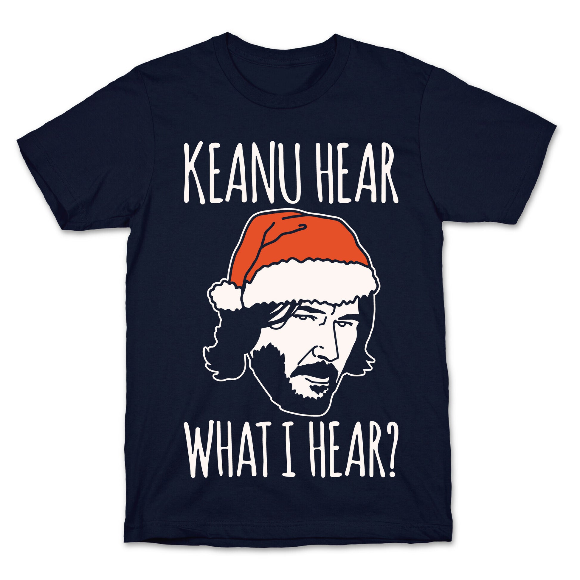 Keanu Hear What I Hear Parody White Print T-Shirt