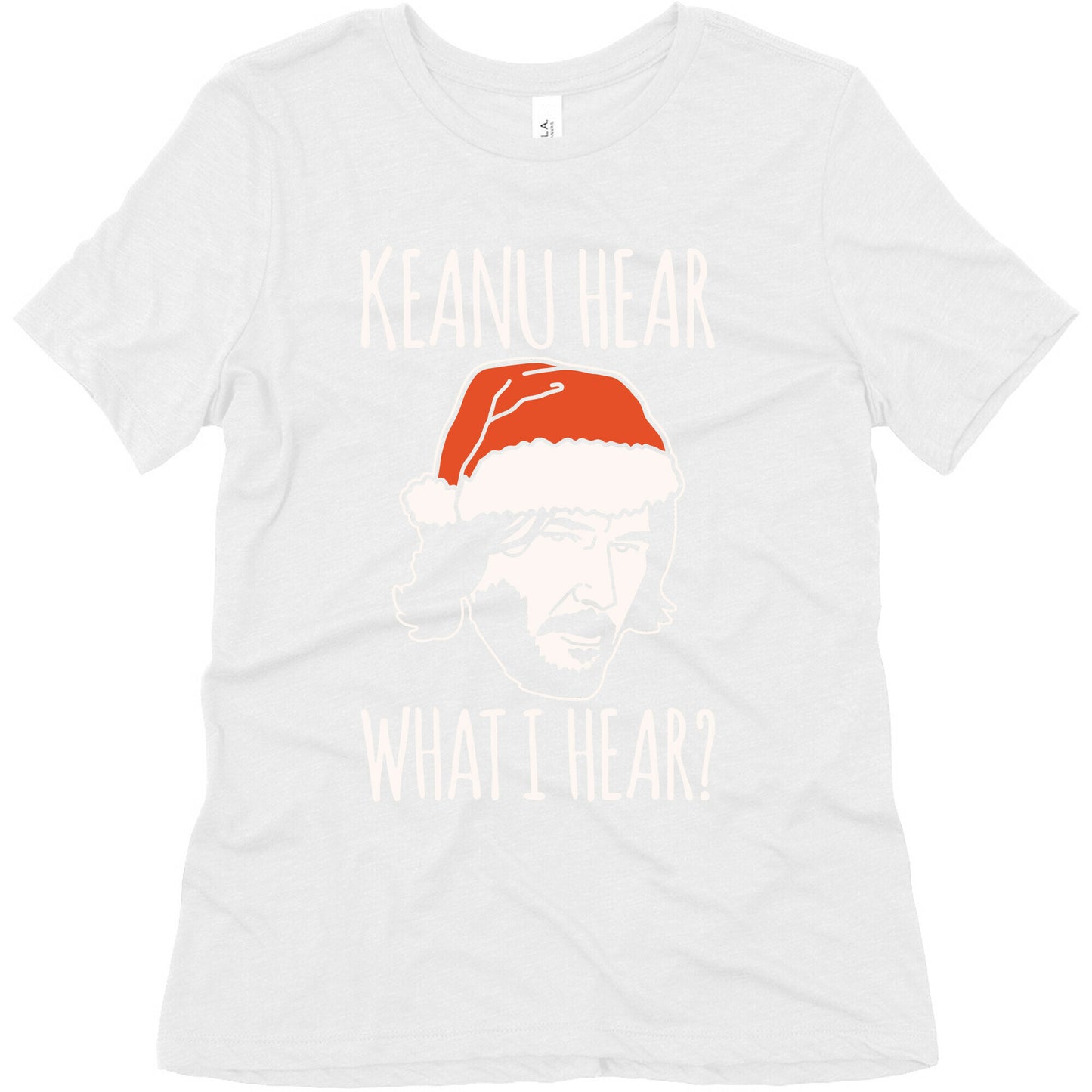 Keanu Hear What I Hear Parody White Print Women's Triblend Tee