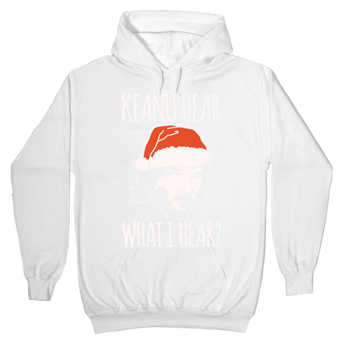 Keanu Hear What I Hear Parody White Print Hoodie