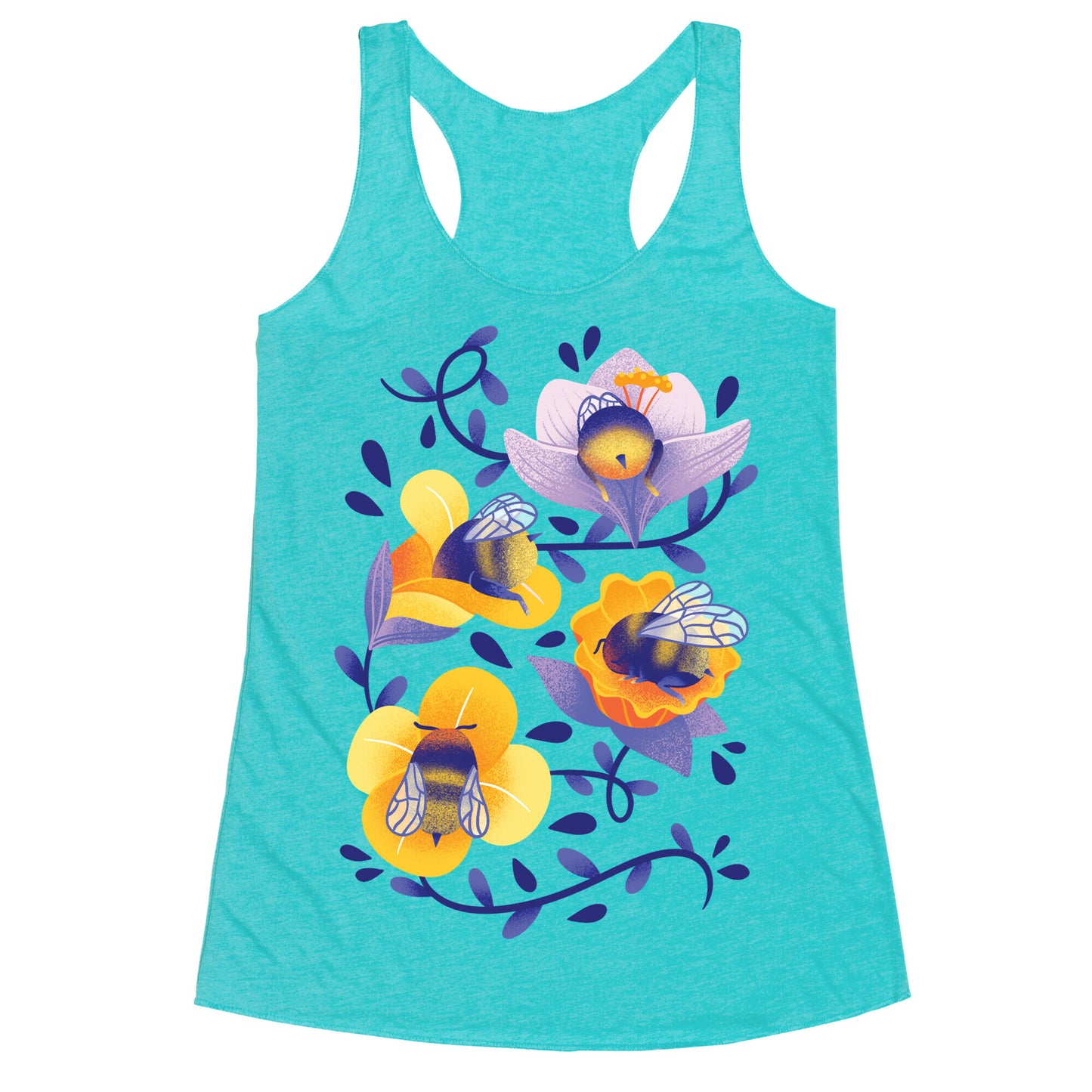 Sleepy Bumble Bee Butts Floral Racerback Tank