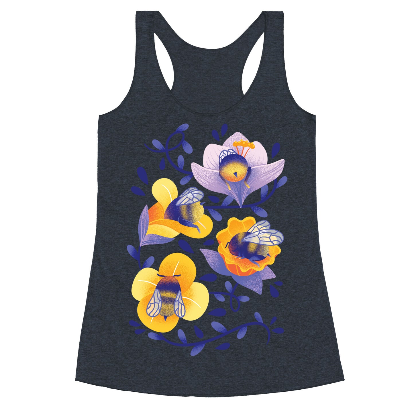 Sleepy Bumble Bee Butts Floral Racerback Tank