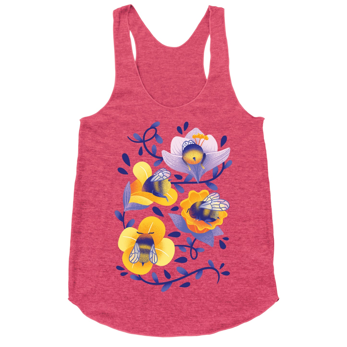 Sleepy Bumble Bee Butts Floral Racerback Tank