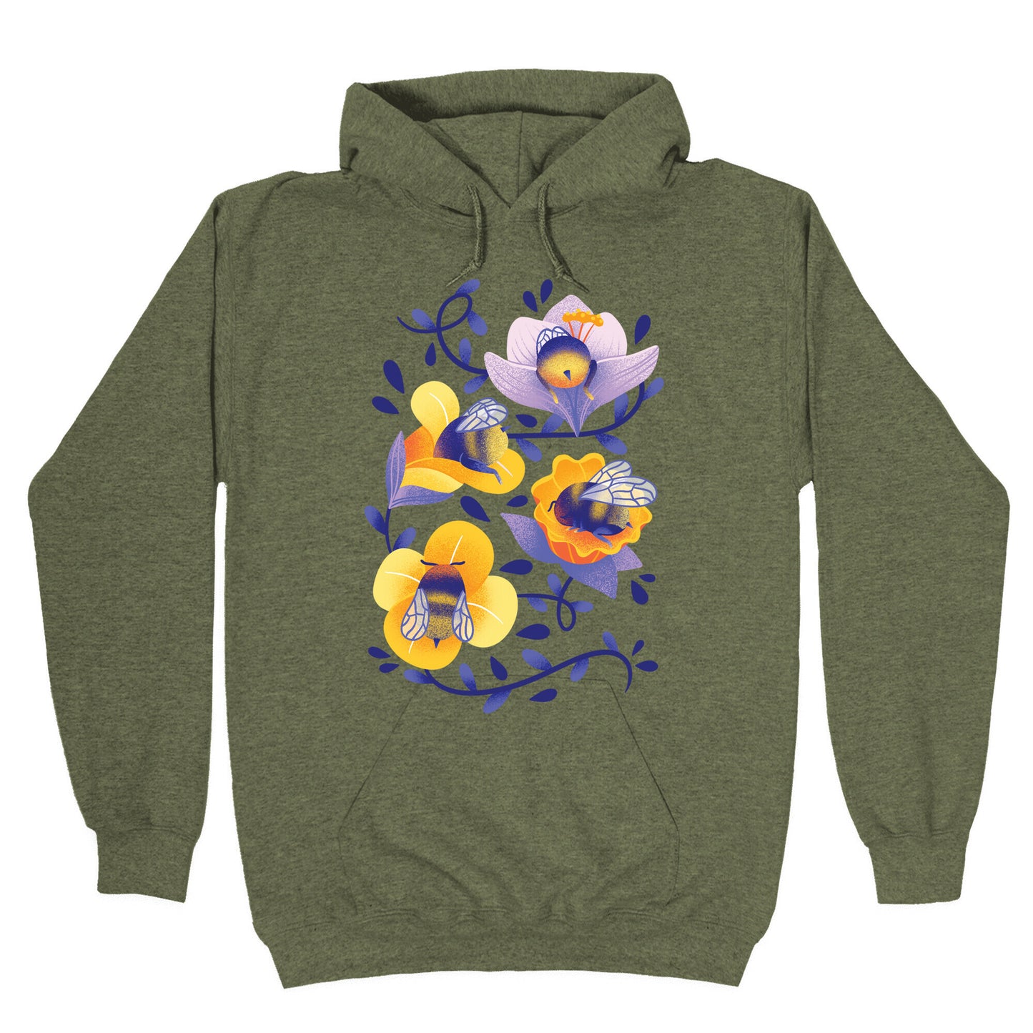 Sleepy Bumble Bee Butts Floral Hoodie