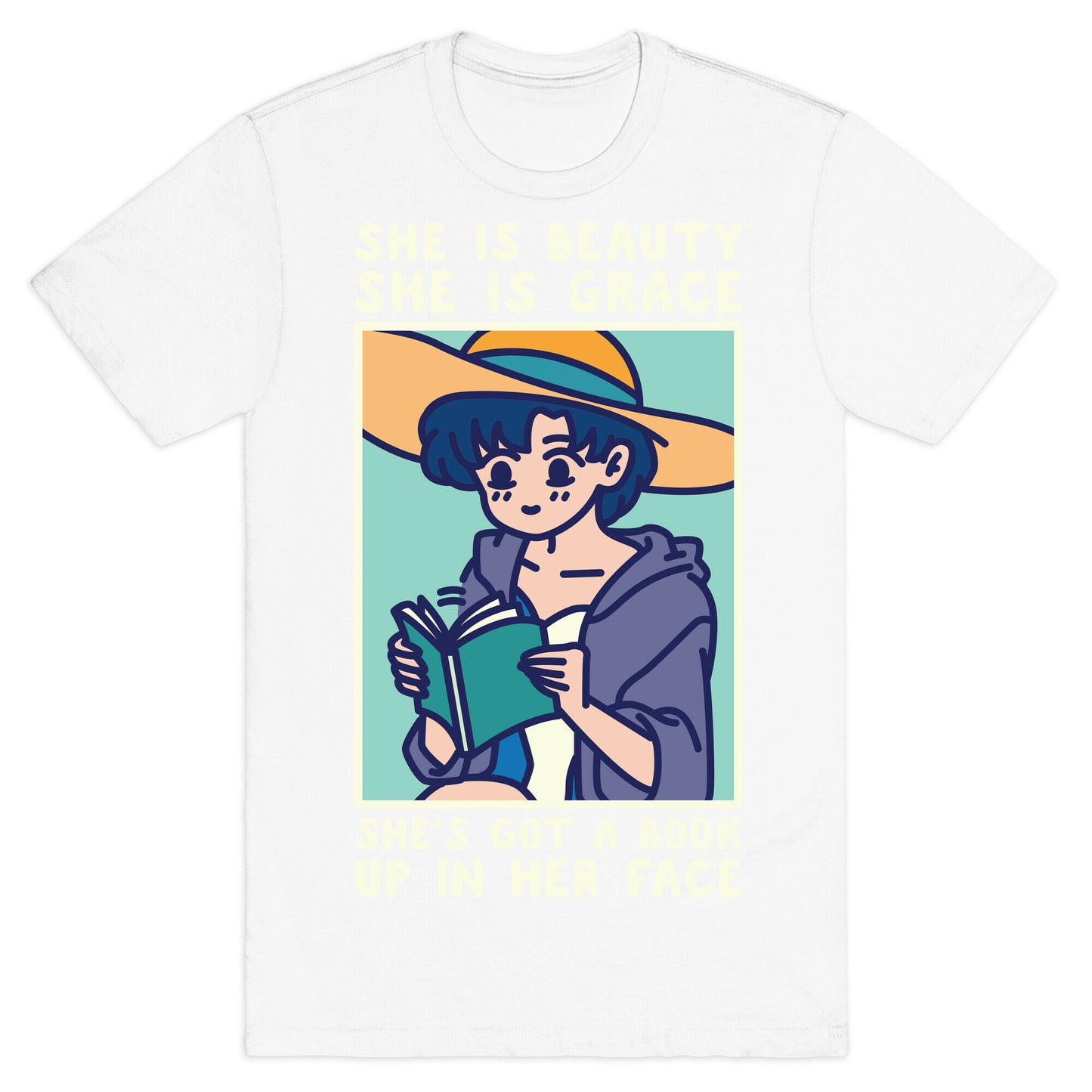 She is Beauty She is Grace She's Got a Book Up In Her Face Ami T-Shirt
