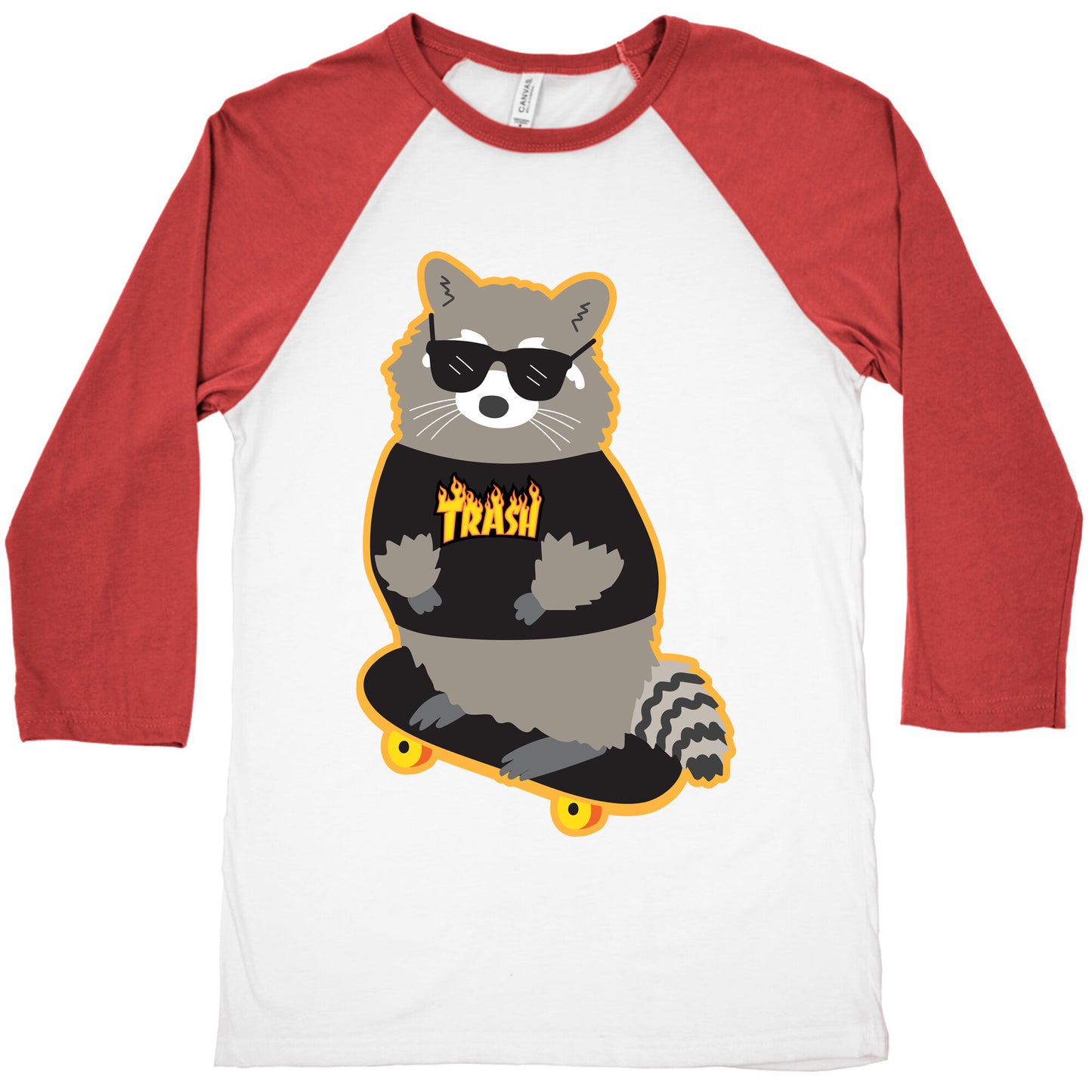 Skate Trash Raccoon Parody Baseball Tee