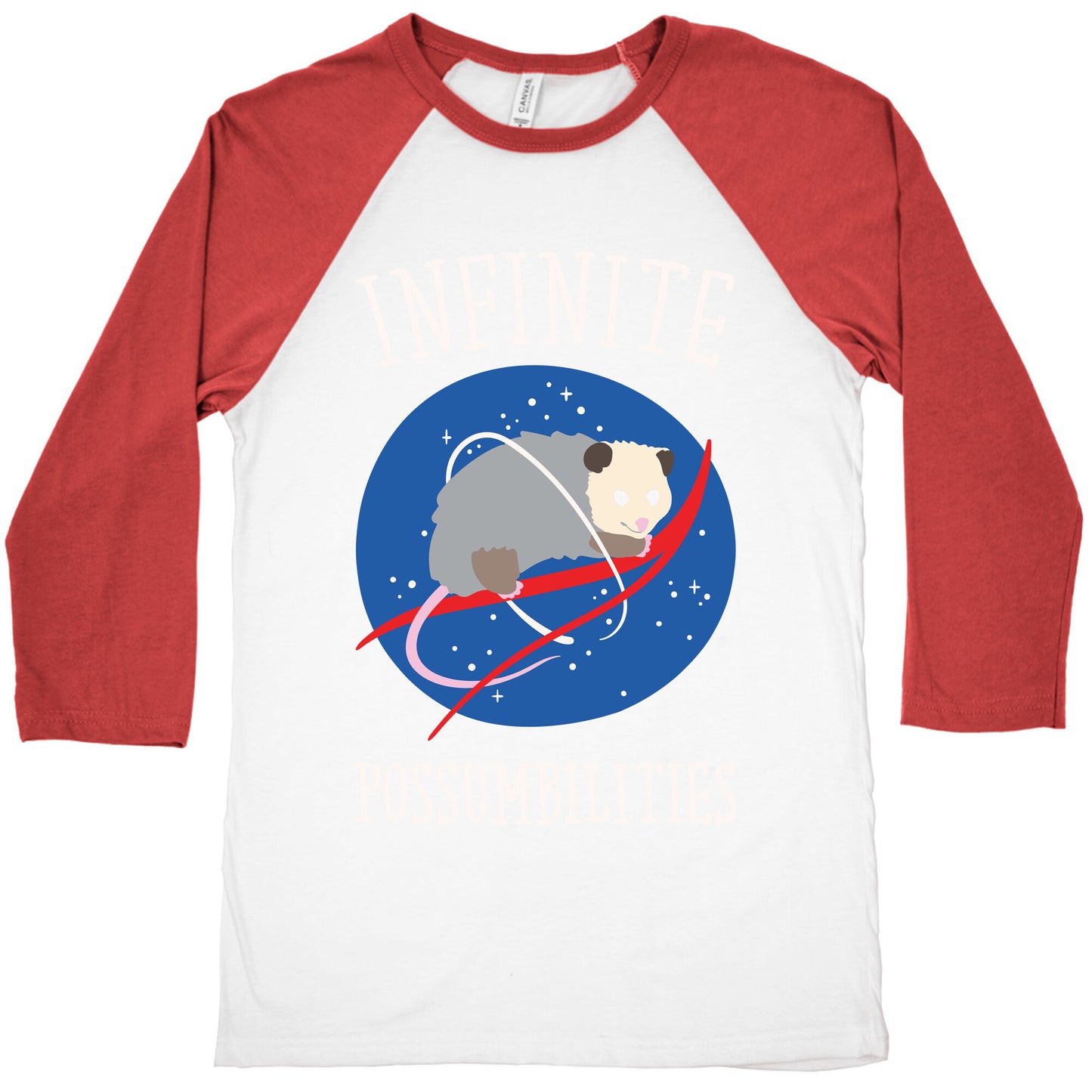 Infinite Possumbilities Parody White Print Baseball Tee