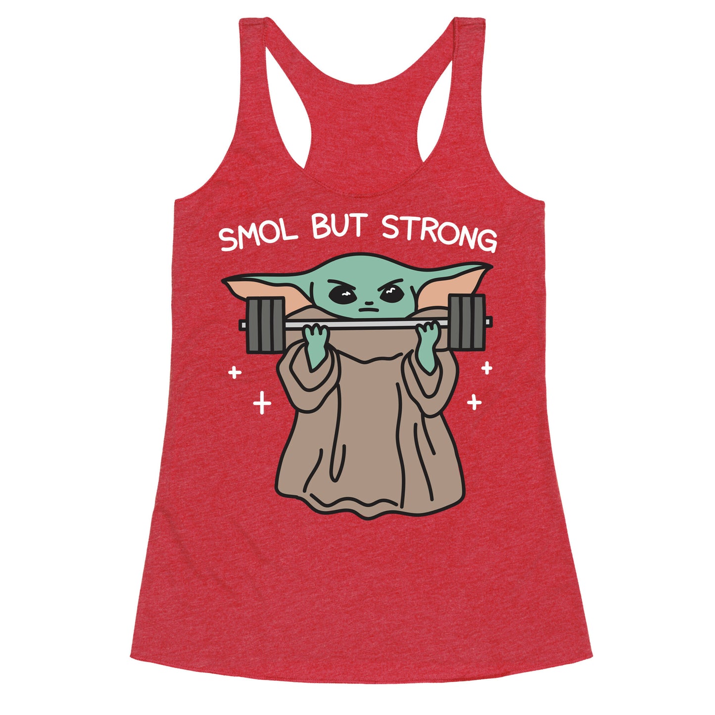Smol But Strong Baby Yoda Racerback Tank