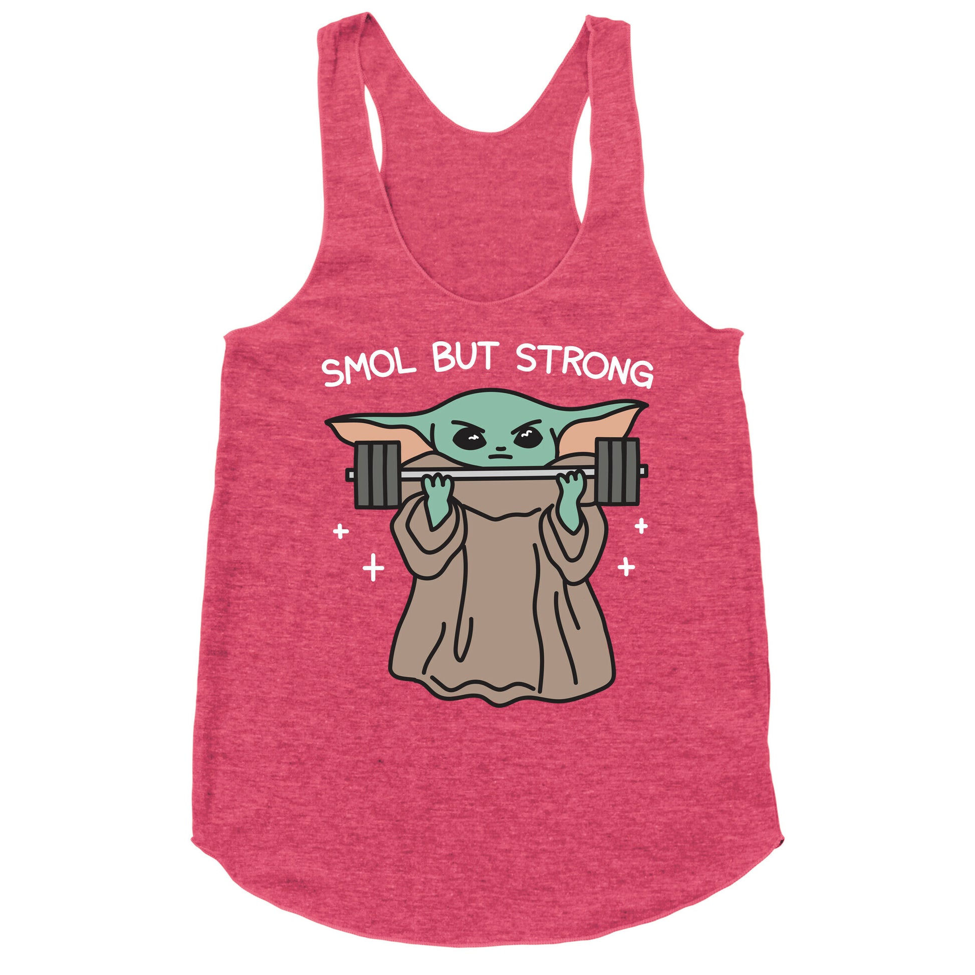 Smol But Strong Baby Yoda Racerback Tank