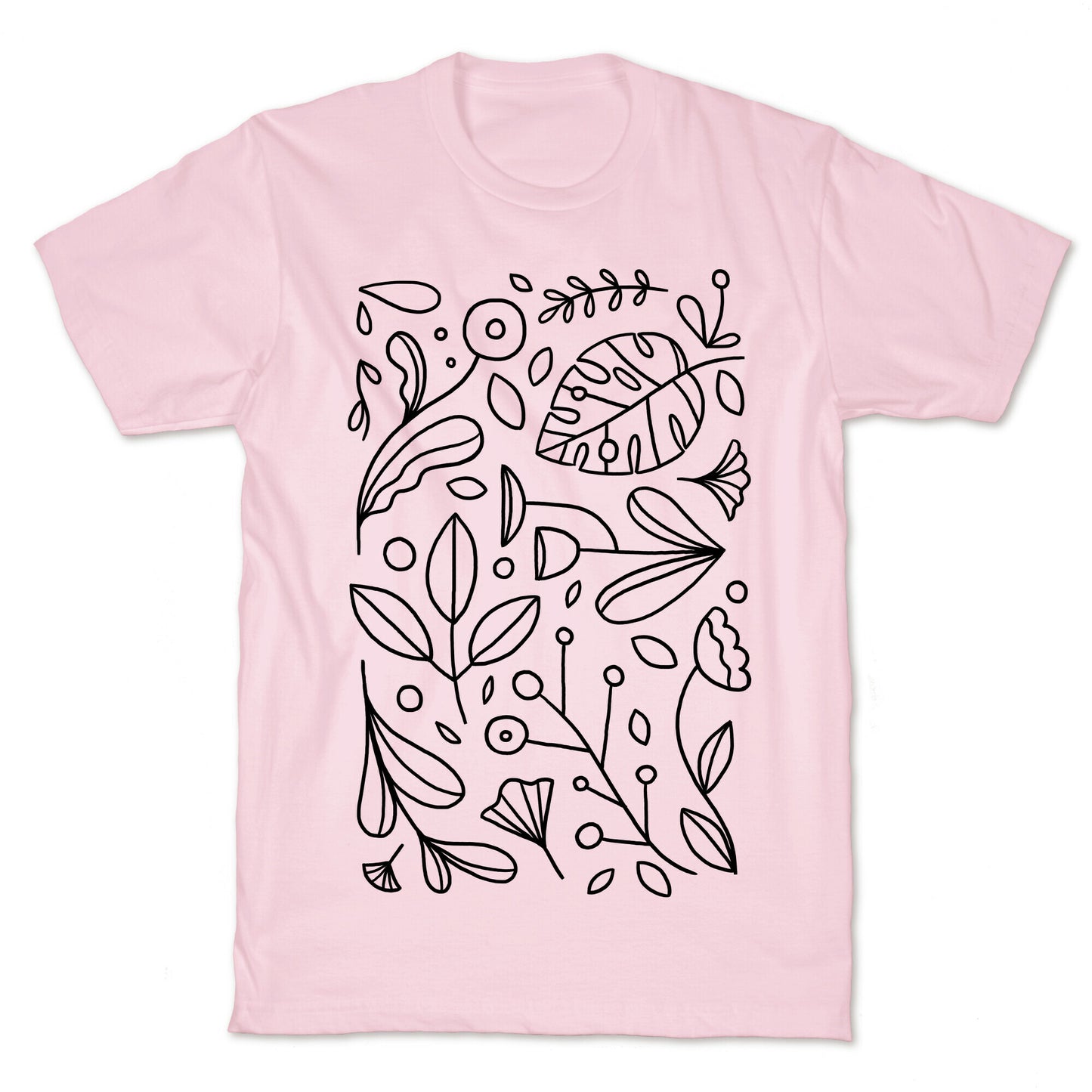 Black and White Plant Pattern T-Shirt
