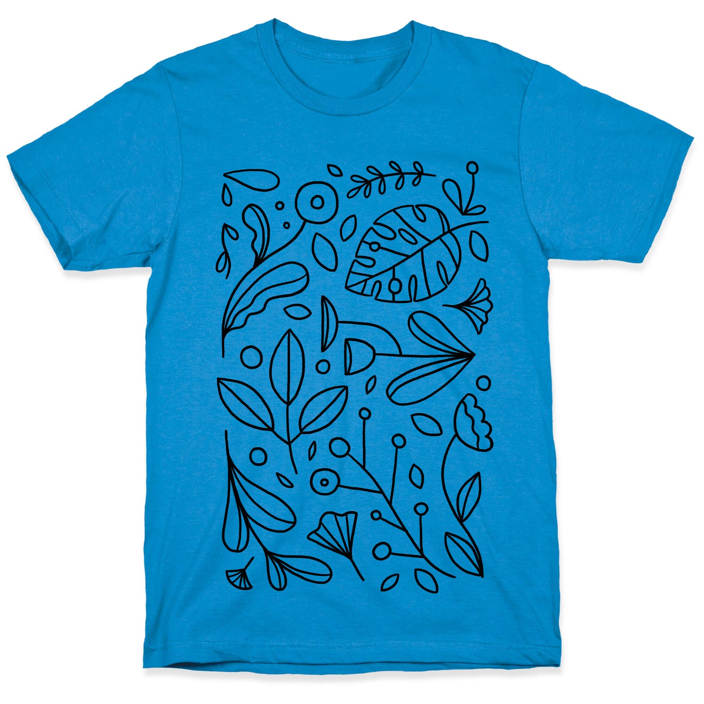 Black and White Plant Pattern T-Shirt