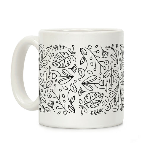 Black and White Plant Pattern Coffee Mug