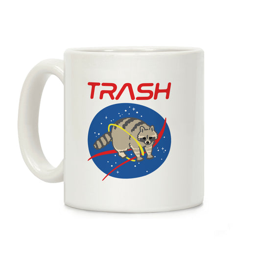 Trash Raccoon Nasa Logo Parody White Print Coffee Mug