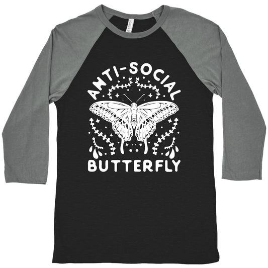 Anti-Social Butterfly Baseball Tee