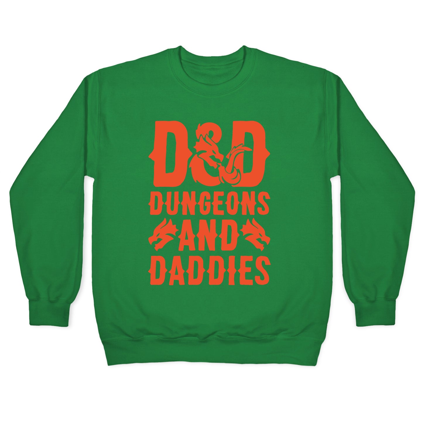 Dungeons and Daddies Parody White Print Crewneck Sweatshirt