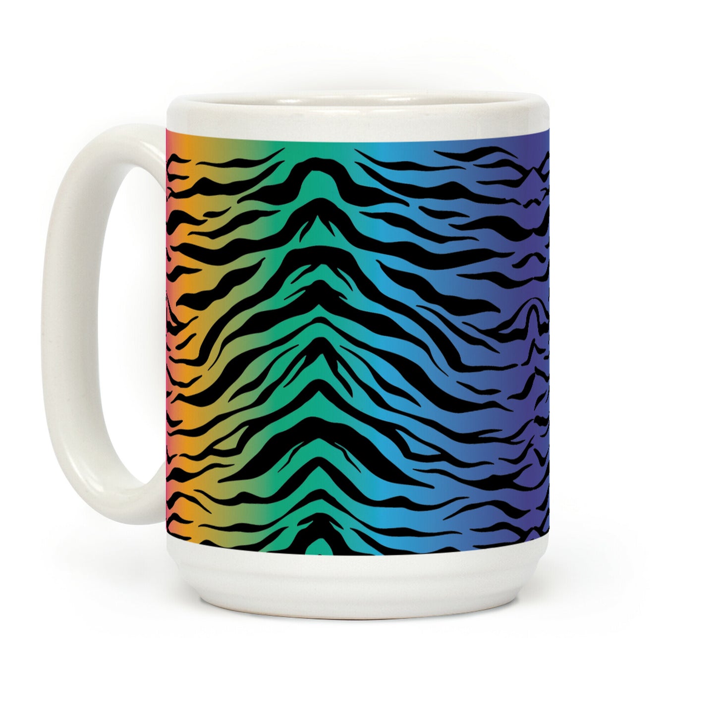 Tiger Stripe Rainbow 90s Pattern Coffee Mug