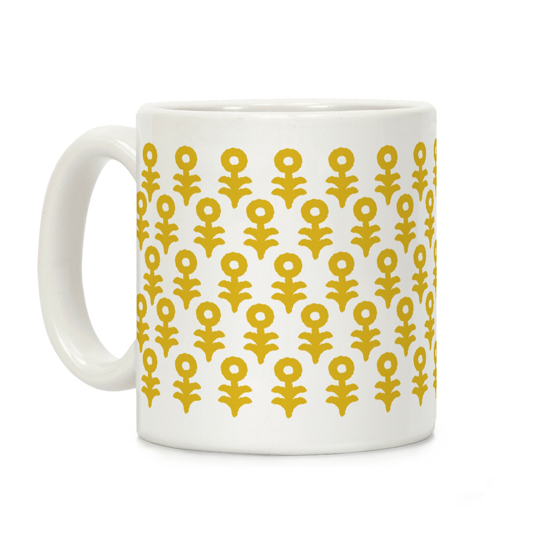 Minimal Flower Boho Pattern Yellow Coffee Mug