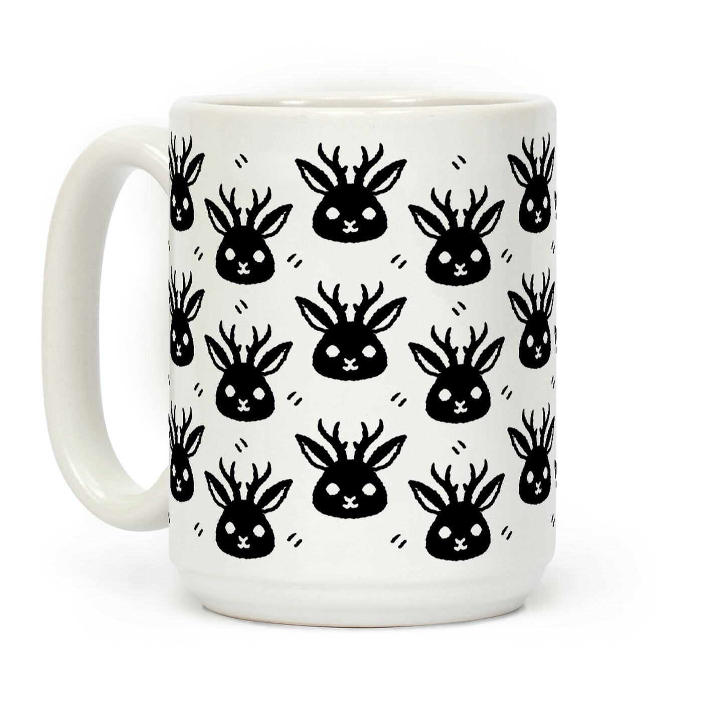 Cute Jackalope Black and White Pattern Coffee Mug