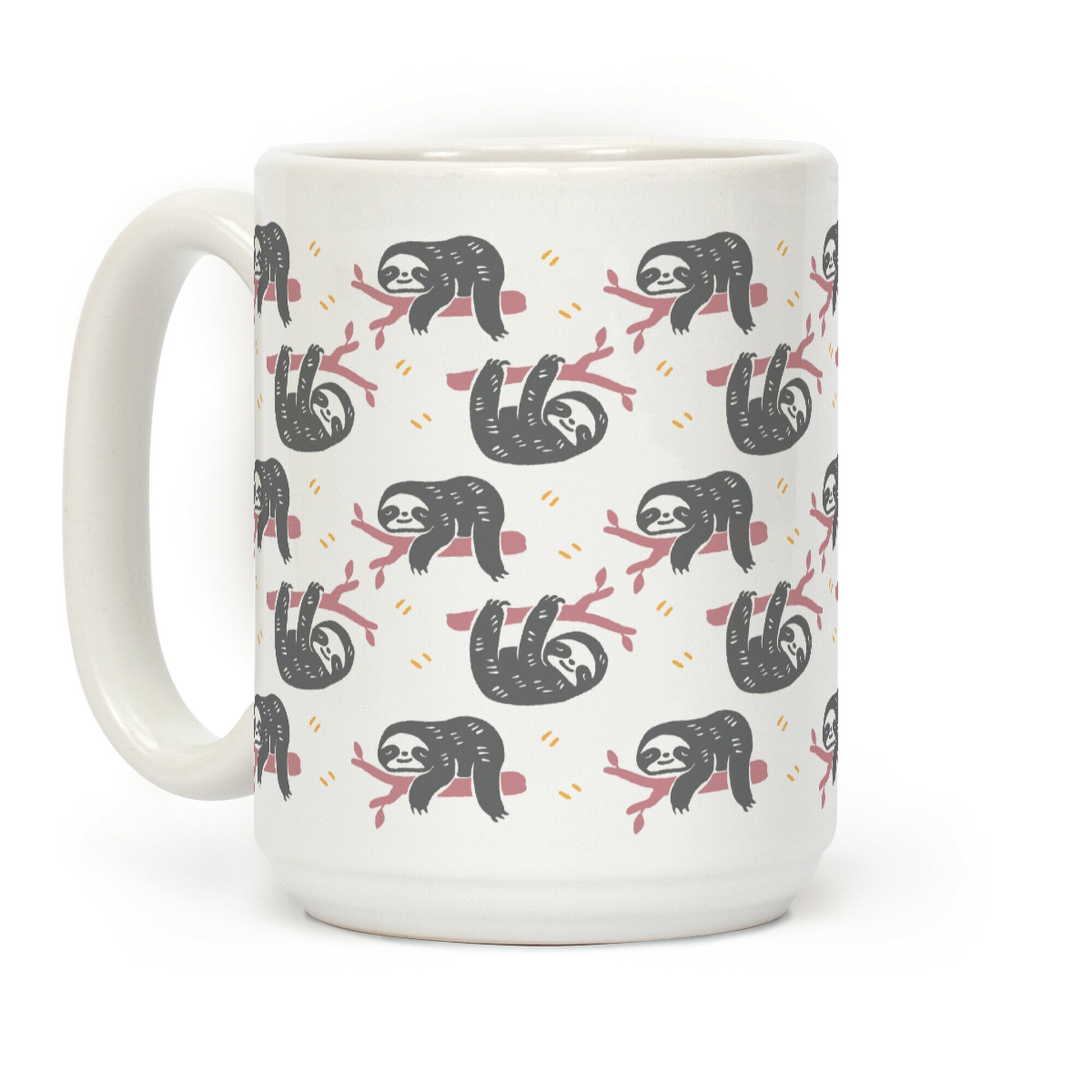 Sloth Dusty Rose Boho Pattern Coffee Mug