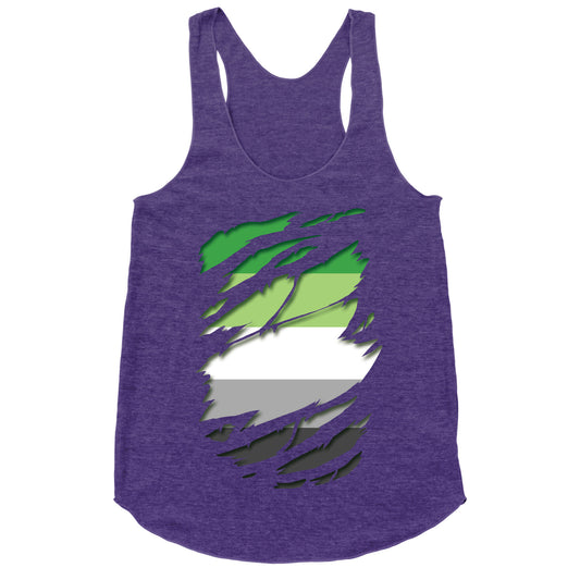 Ripped Shirt: Aromantic Pride Racerback Tank