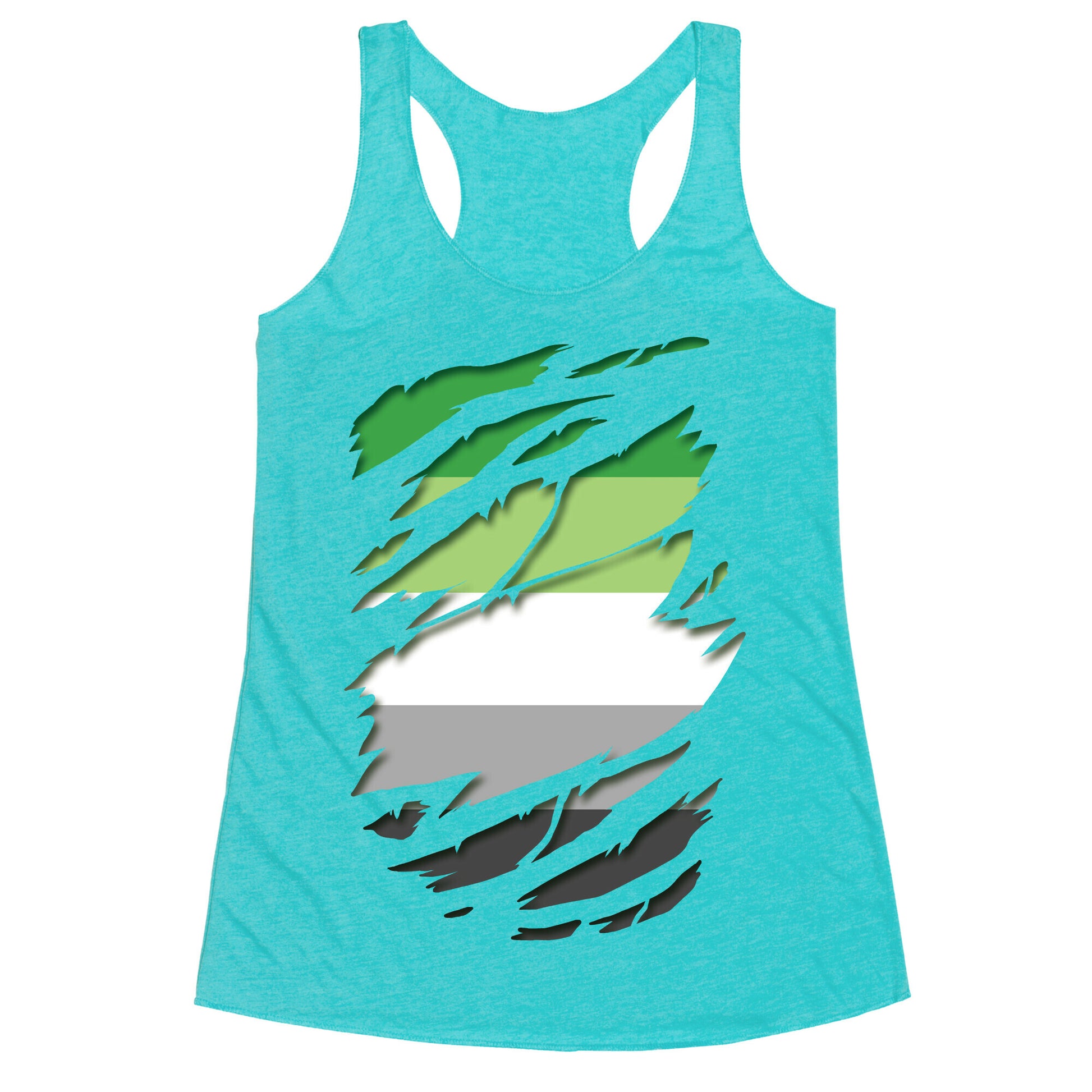 Ripped Shirt: Aromantic Pride Racerback Tank