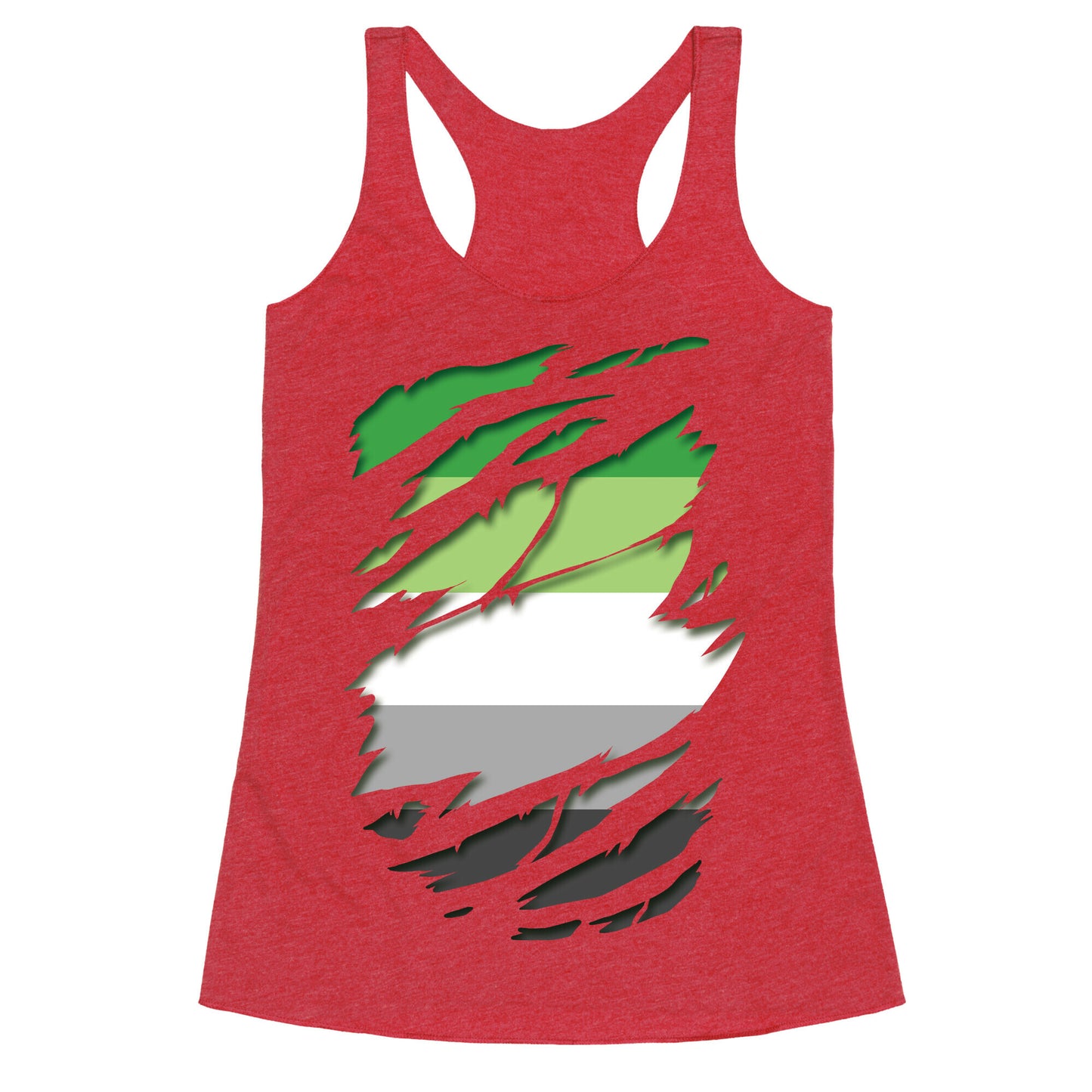 Ripped Shirt: Aromantic Pride Racerback Tank