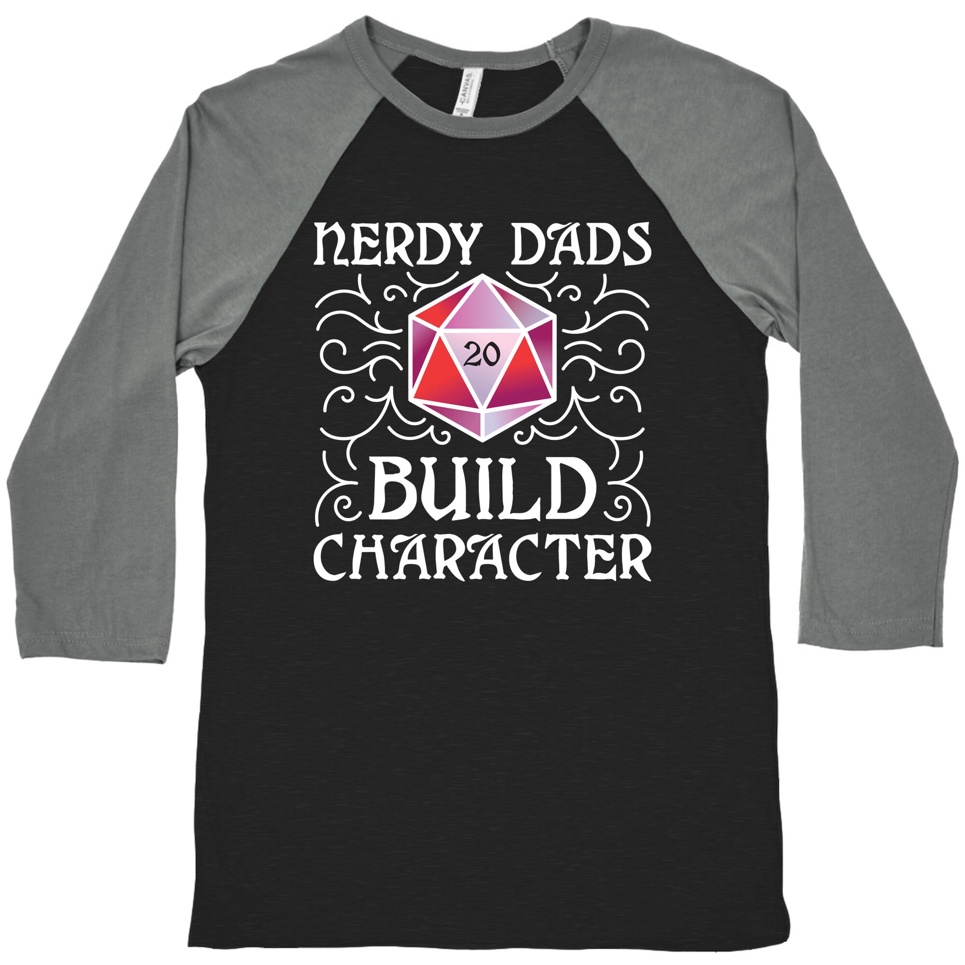 Nerdy Dads Build Character Baseball Tee