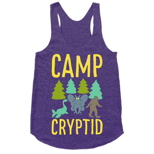Camp Cryptid White Print Racerback Tank