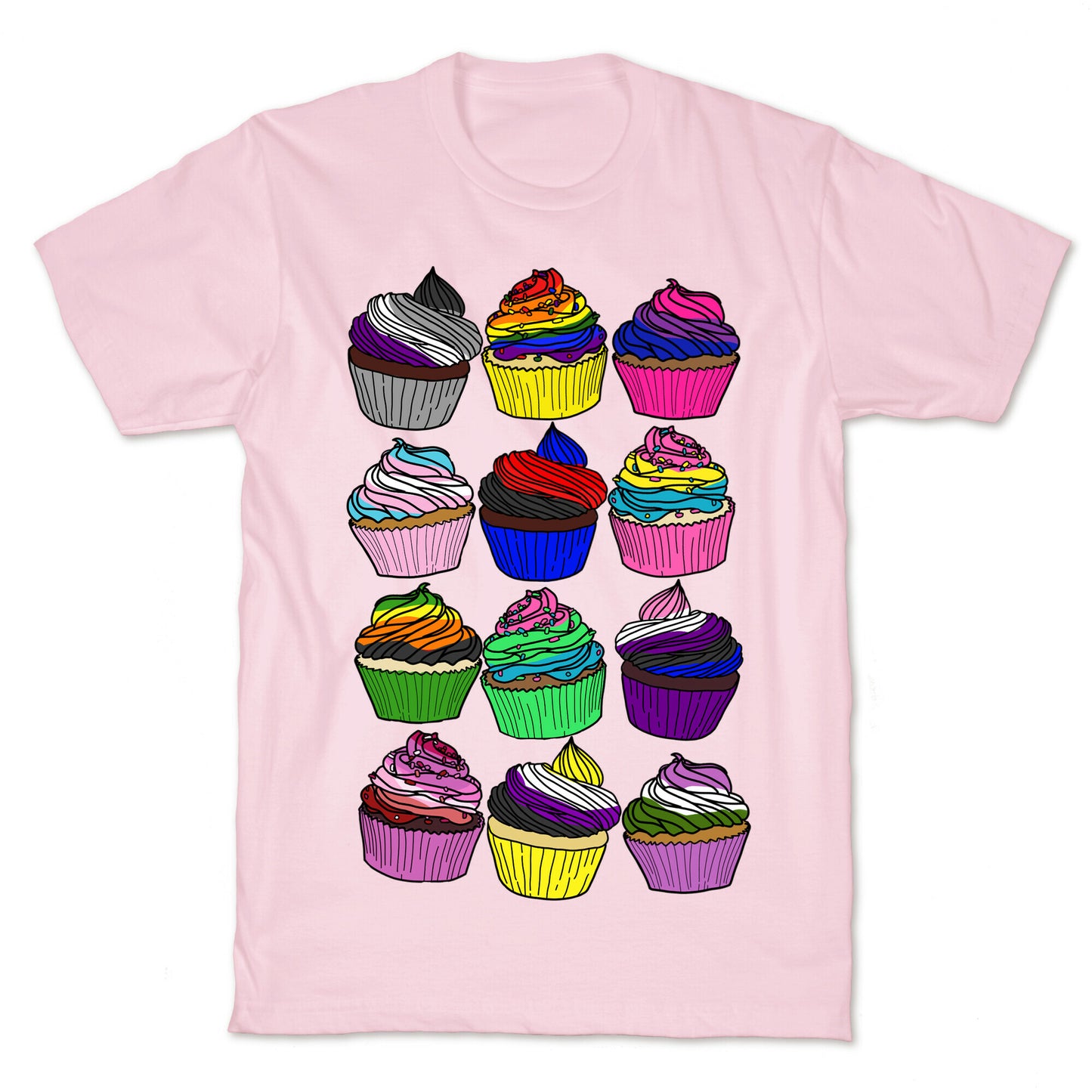 LGBTQ+ Cartoon Cupcakes T-Shirt