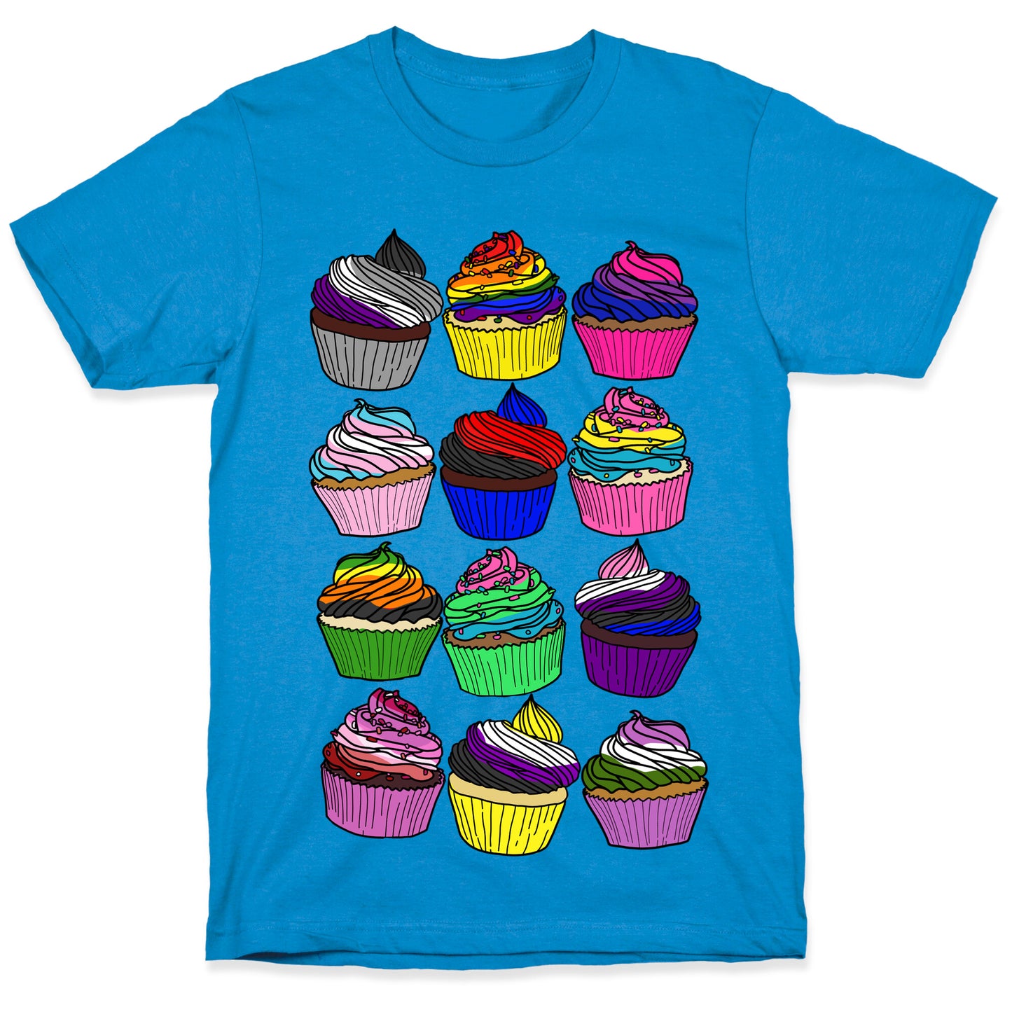 LGBTQ+ Cartoon Cupcakes T-Shirt